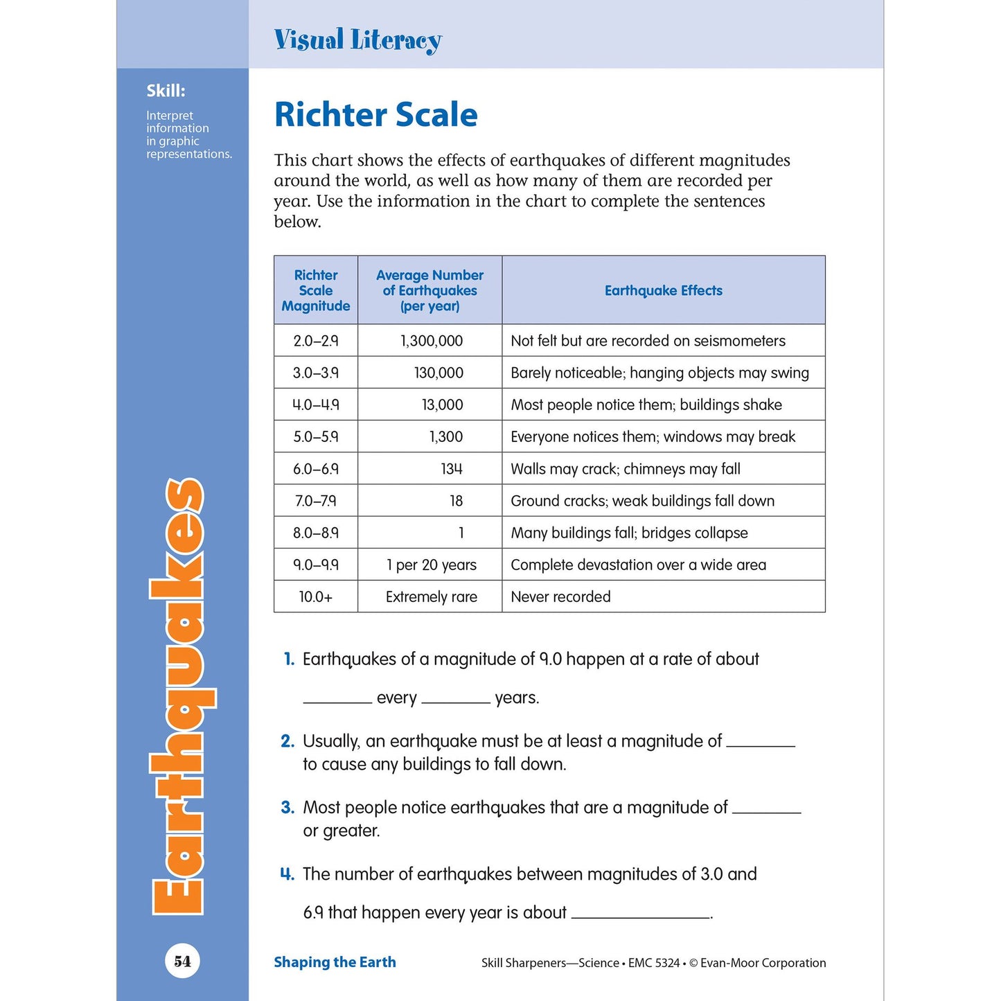 Skill Sharpeners: Science, Grade 4 Workbook