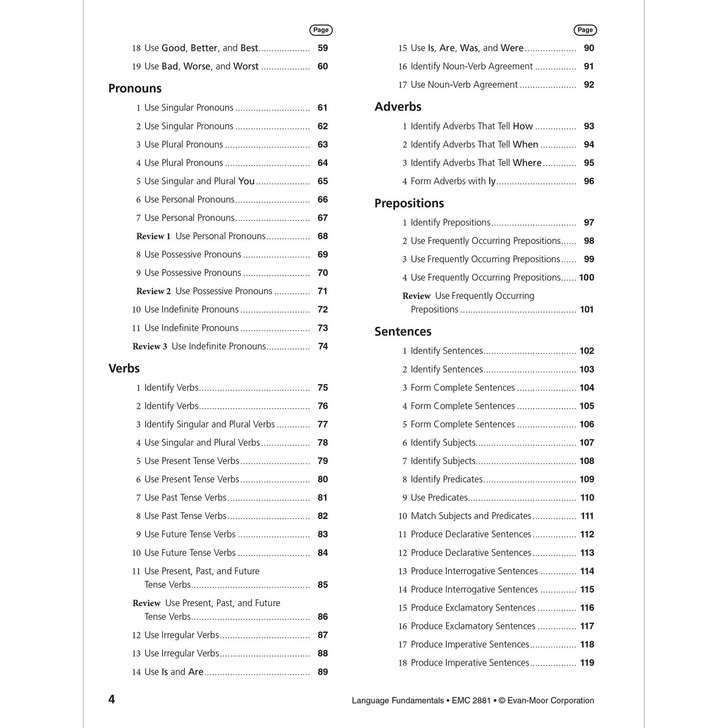 Language Fundamentals, Grade 1