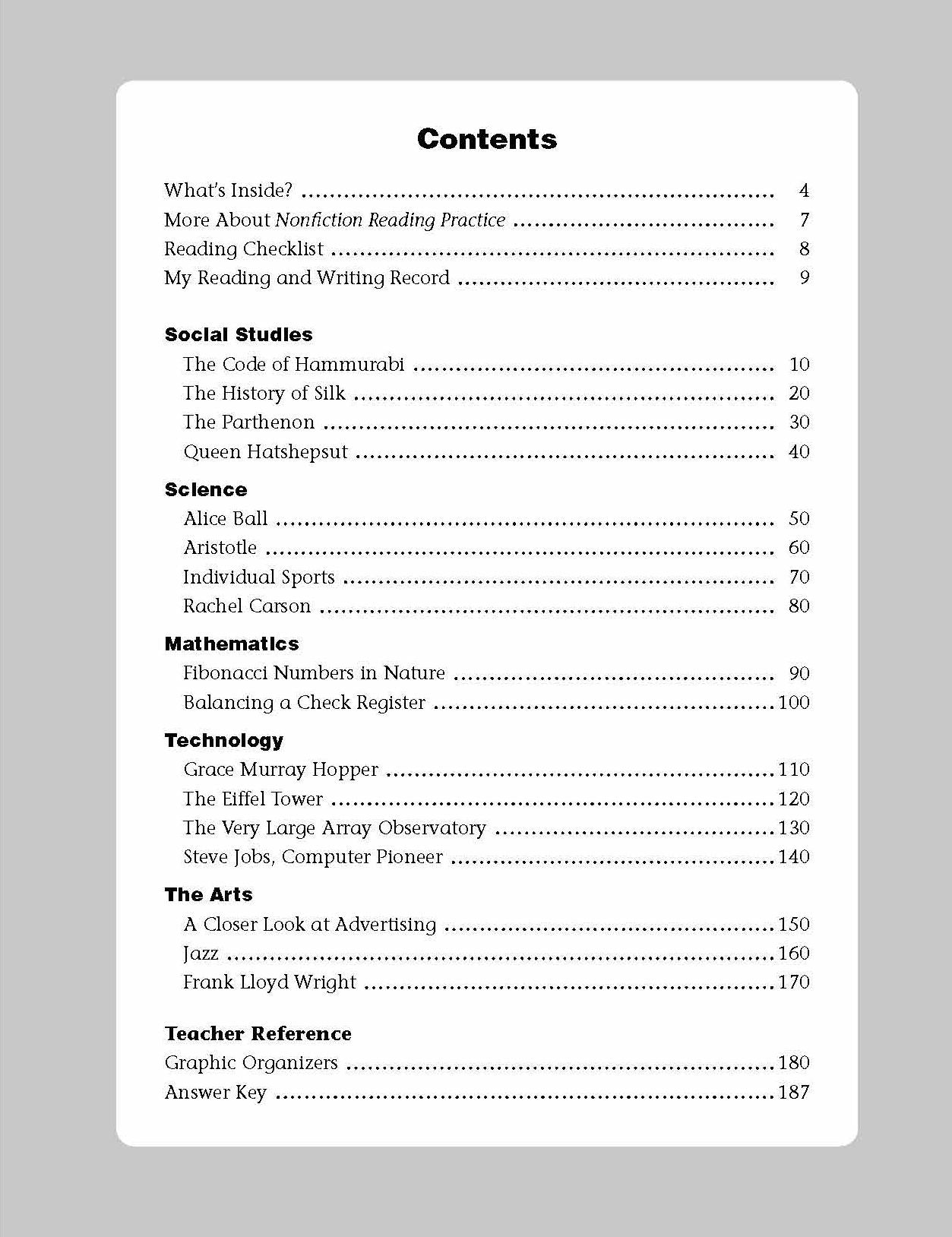 Nonfiction Reading Practice, Grade 6