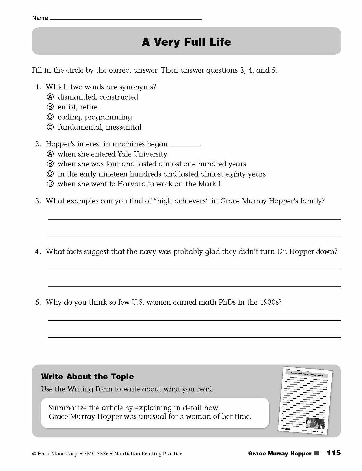 Nonfiction Reading Practice, Grade 6