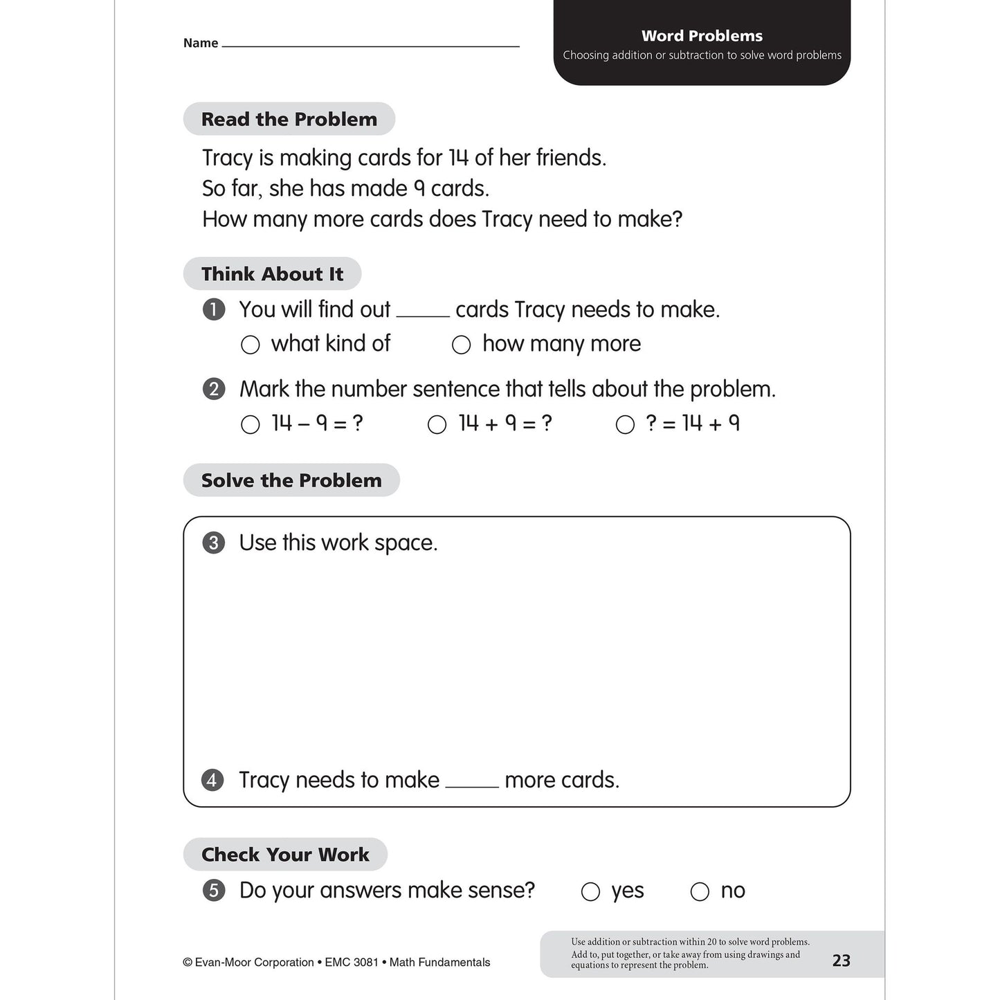 Math Fundamentals, Grade 1
