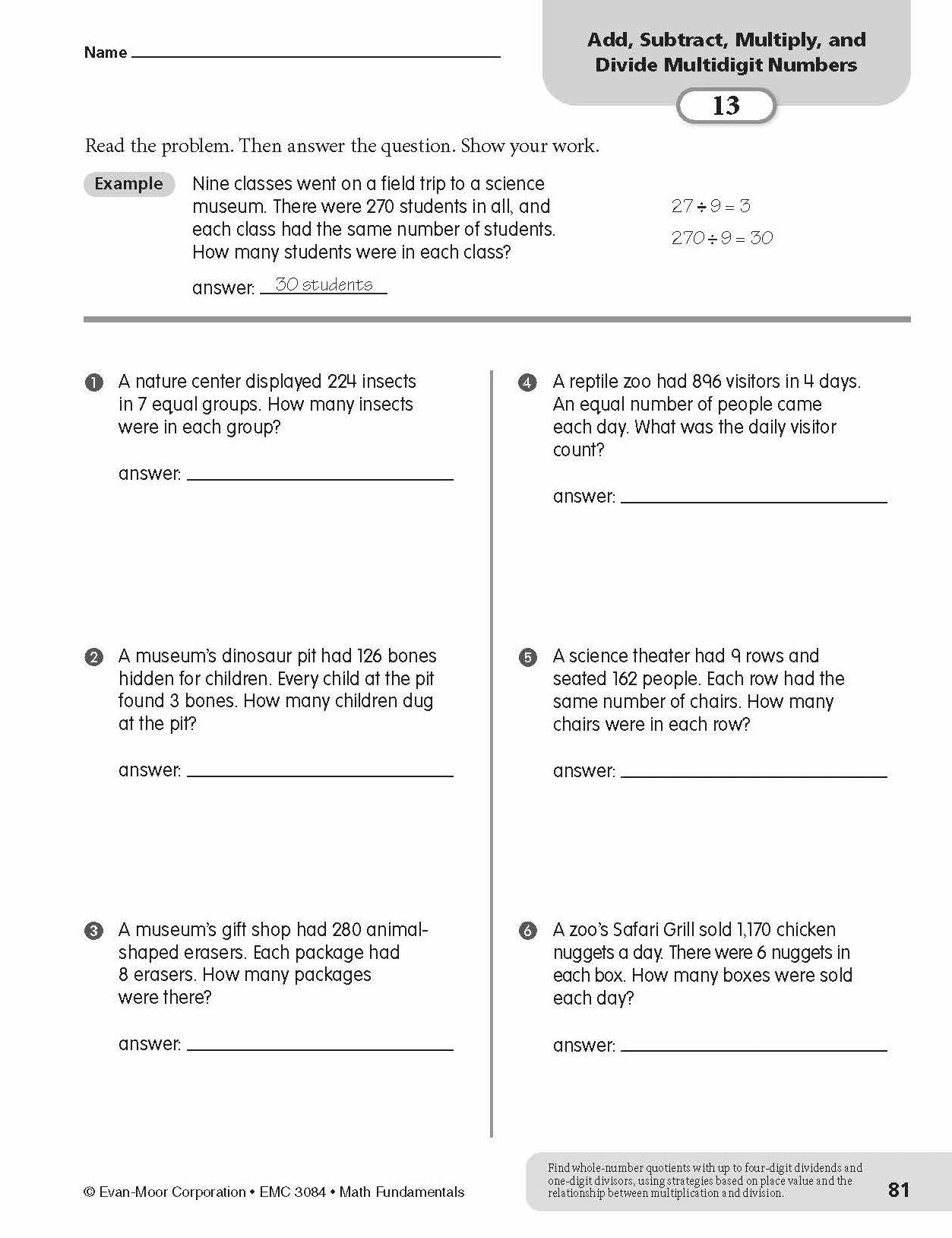 Math Fundamentals, Grade 4