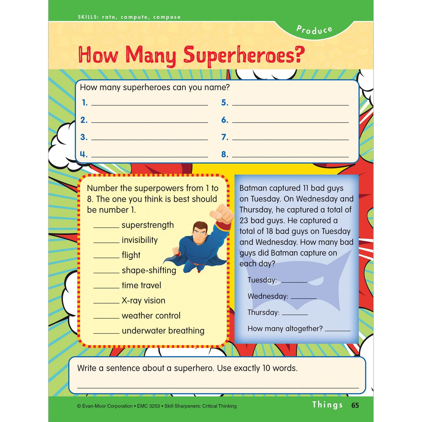 Skill Sharpeners Critical Thinking, Grade 3