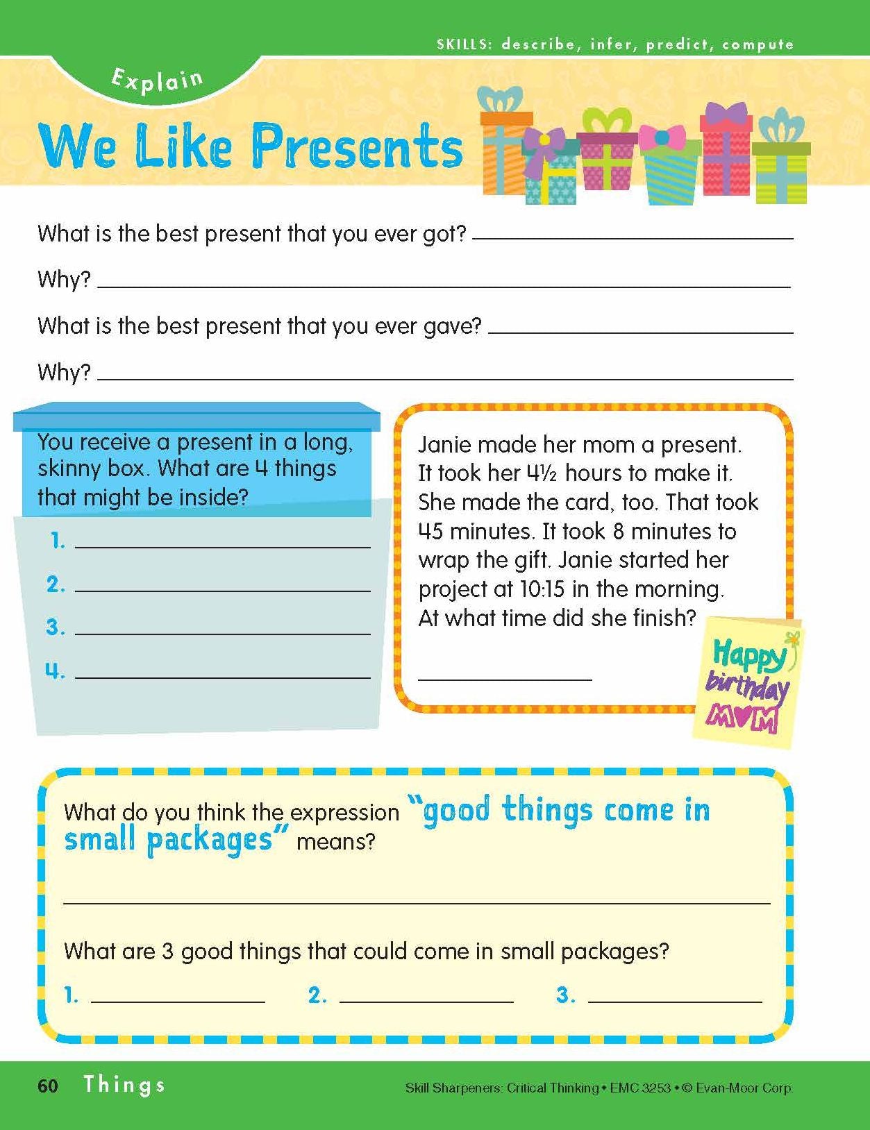 Skill Sharpeners Critical Thinking, Grade 3