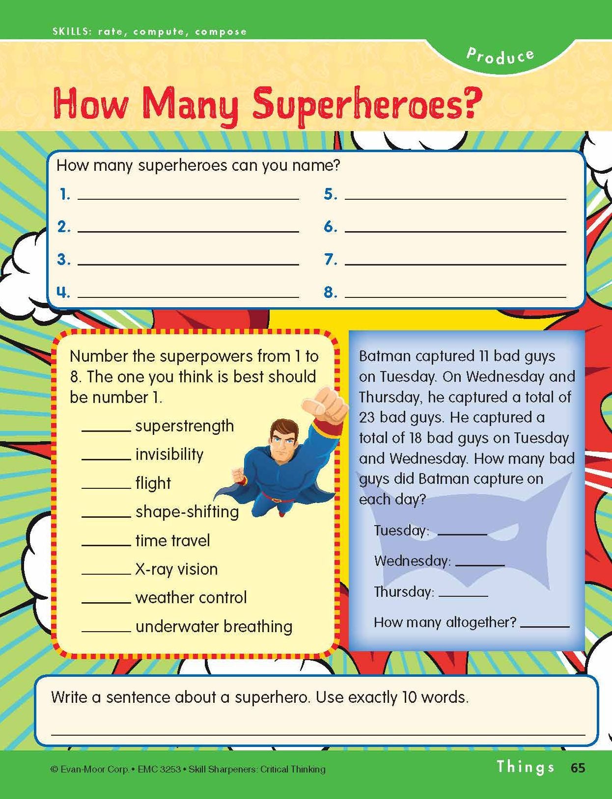 Skill Sharpeners Critical Thinking, Grade 3