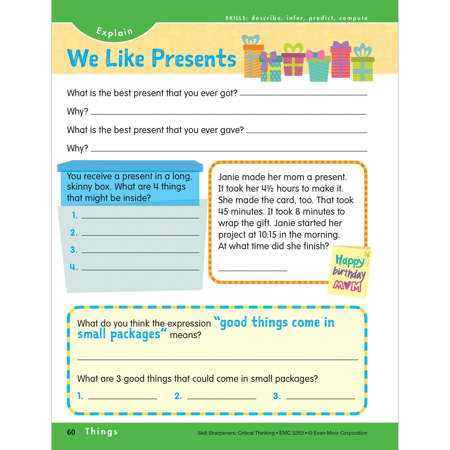 Skill Sharpeners Critical Thinking, Grade 3