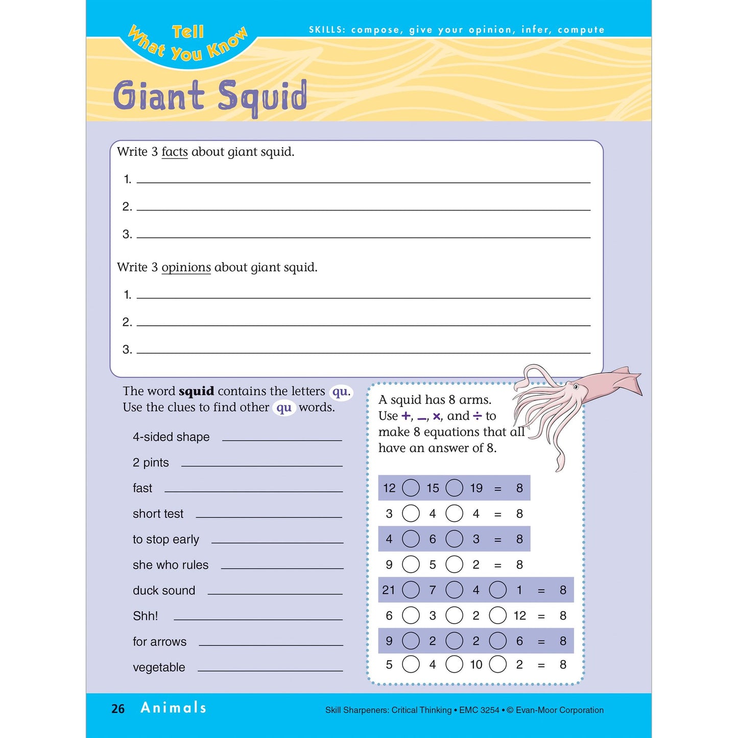 Skill Sharpeners Critical Thinking, Grade 4