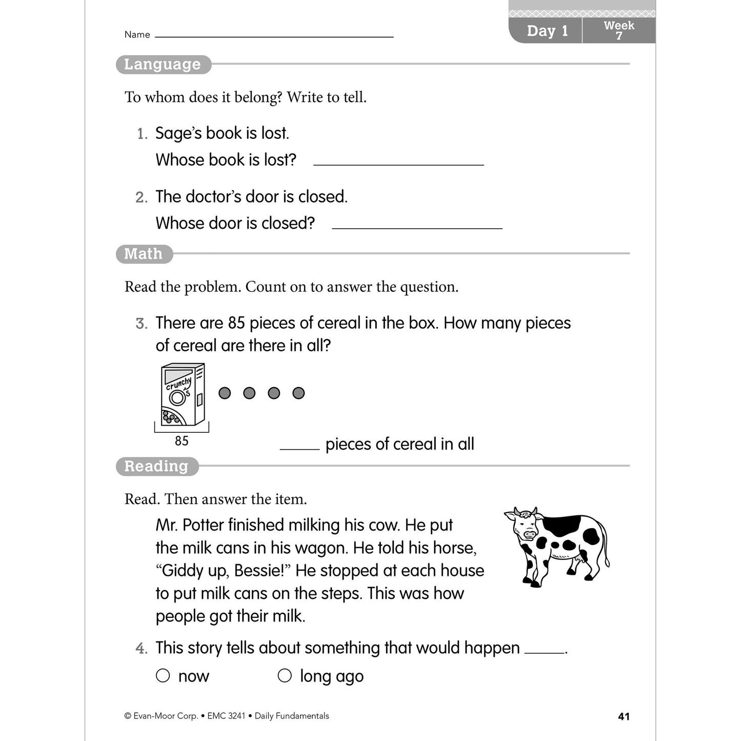 Daily Fundamentals, Grade 1