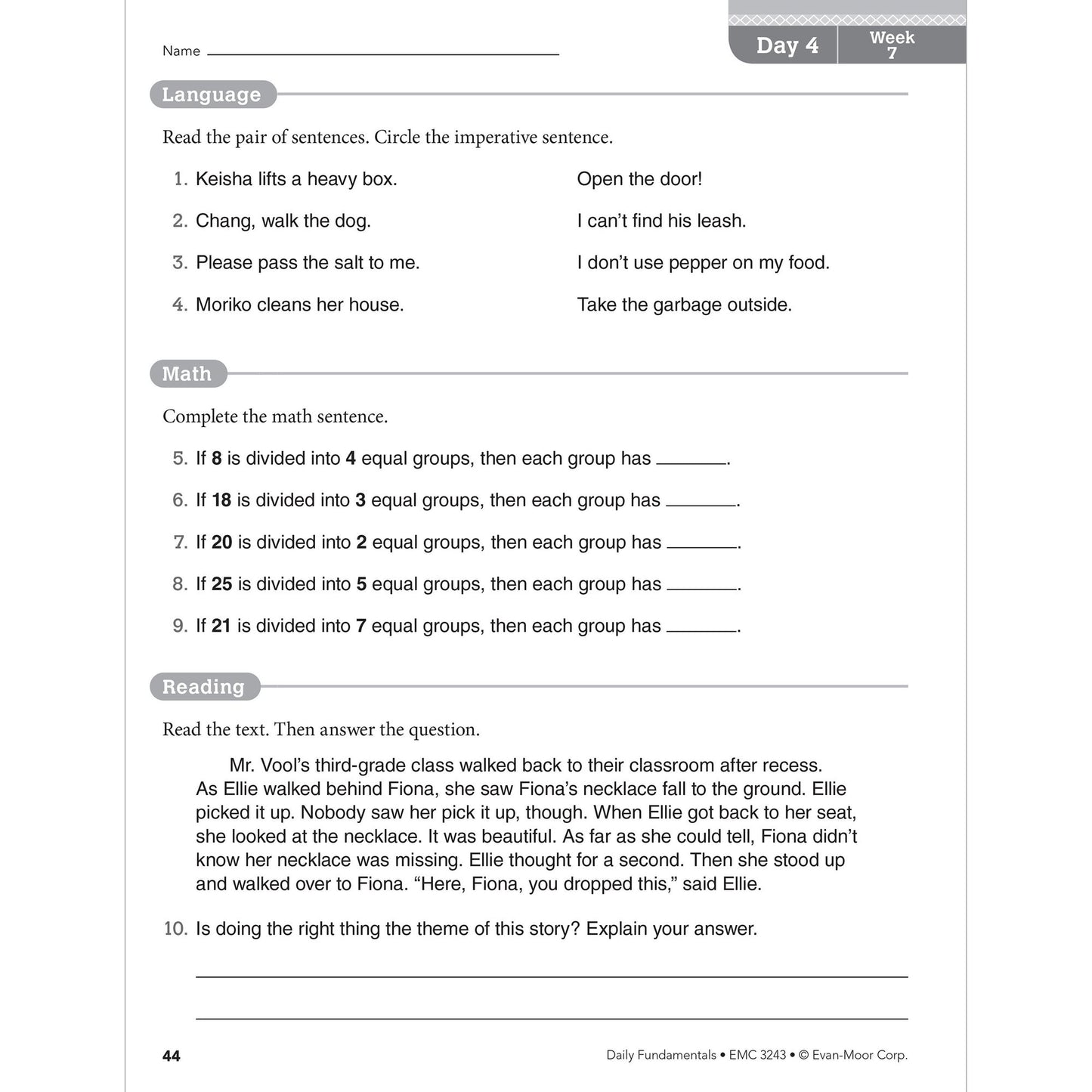 Daily Fundamentals, Grade 3