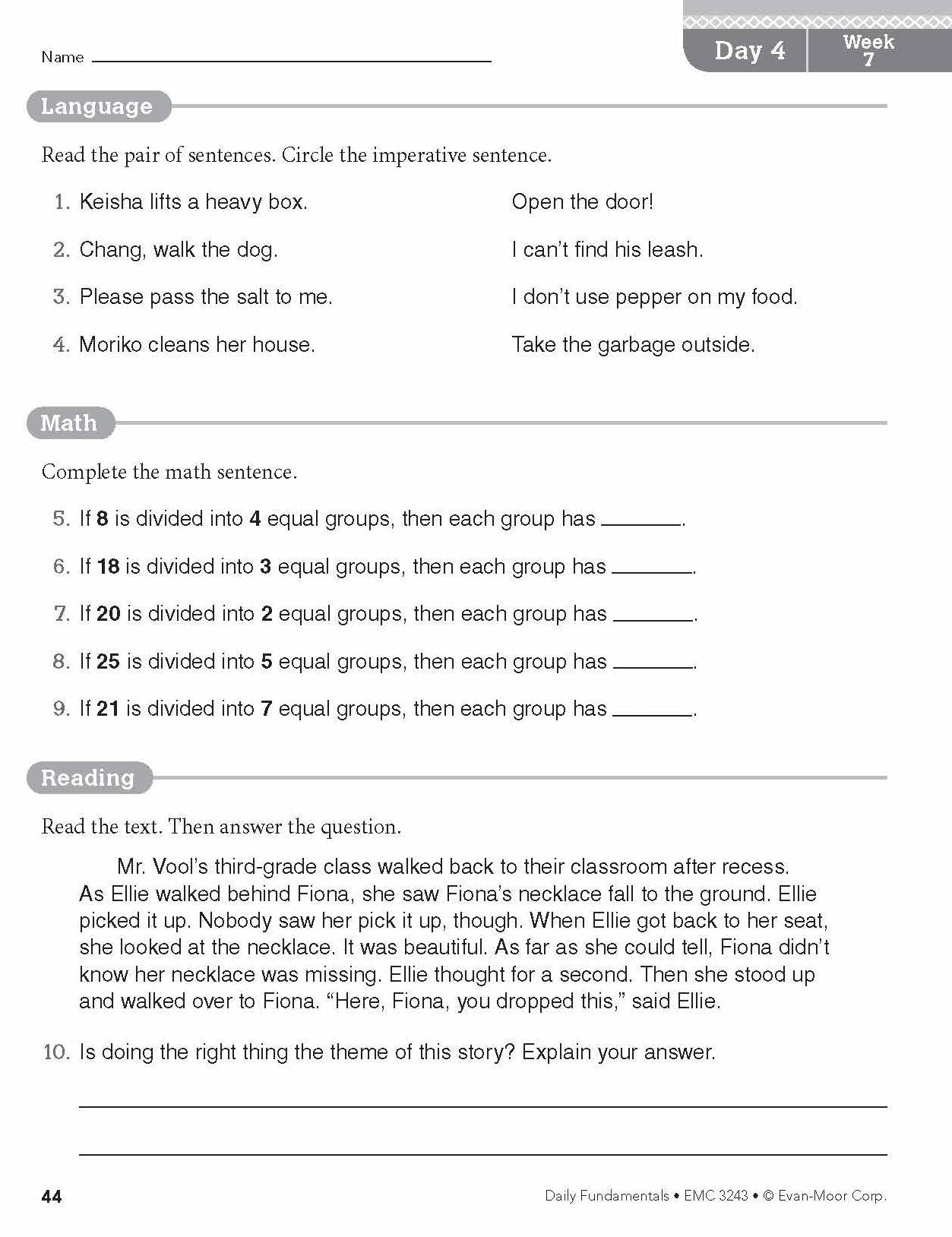 Daily Fundamentals, Grade 3
