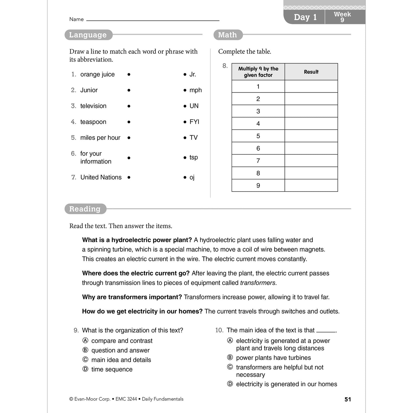 Daily Fundamentals, Grade 4