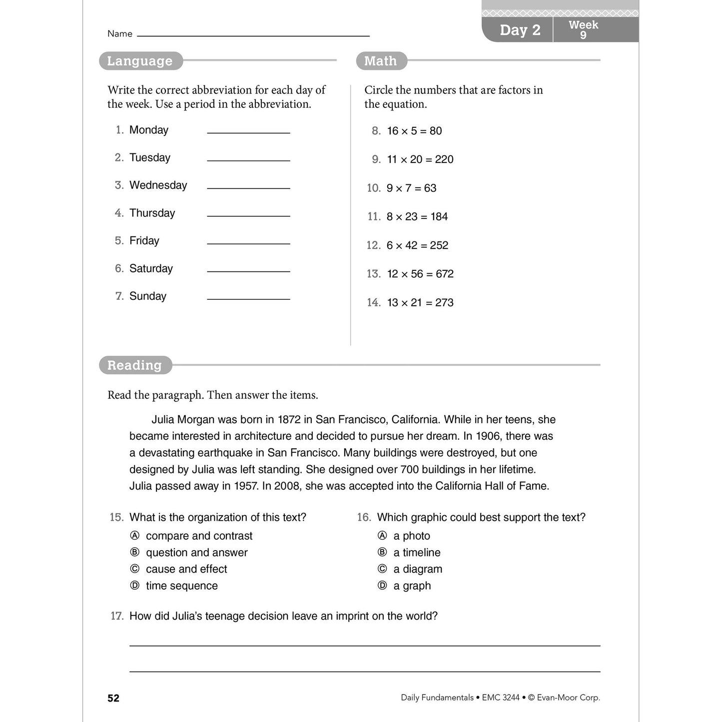 Daily Fundamentals, Grade 4