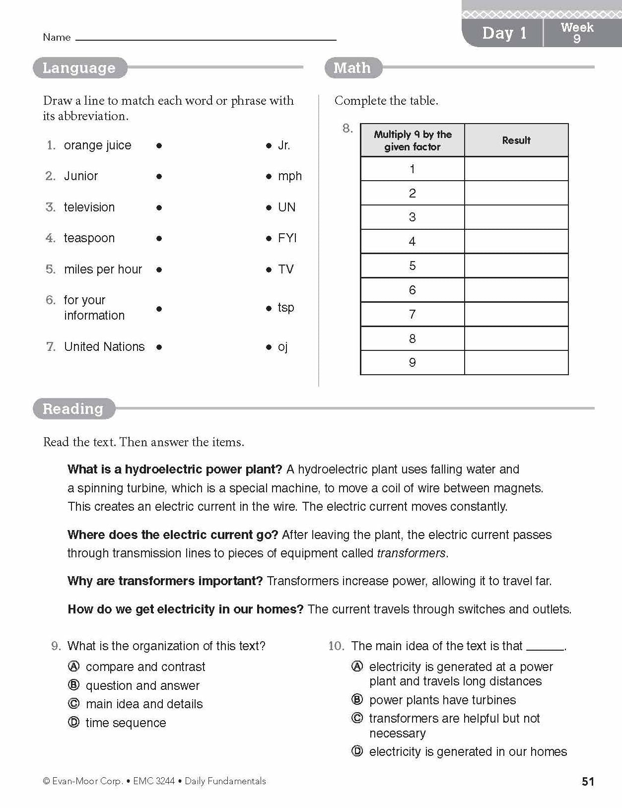 Daily Fundamentals, Grade 4