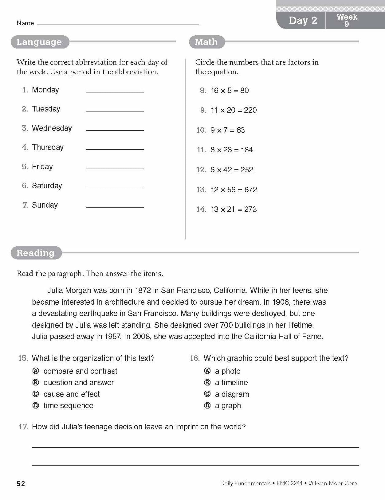 Daily Fundamentals, Grade 4
