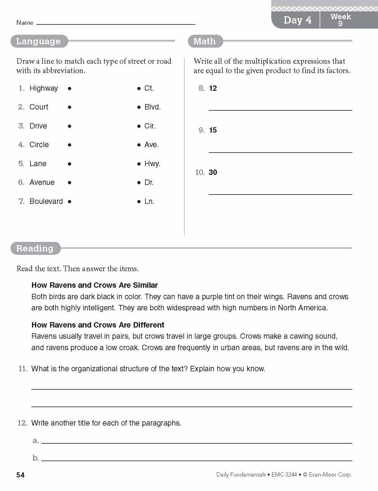 Daily Fundamentals, Grade 4
