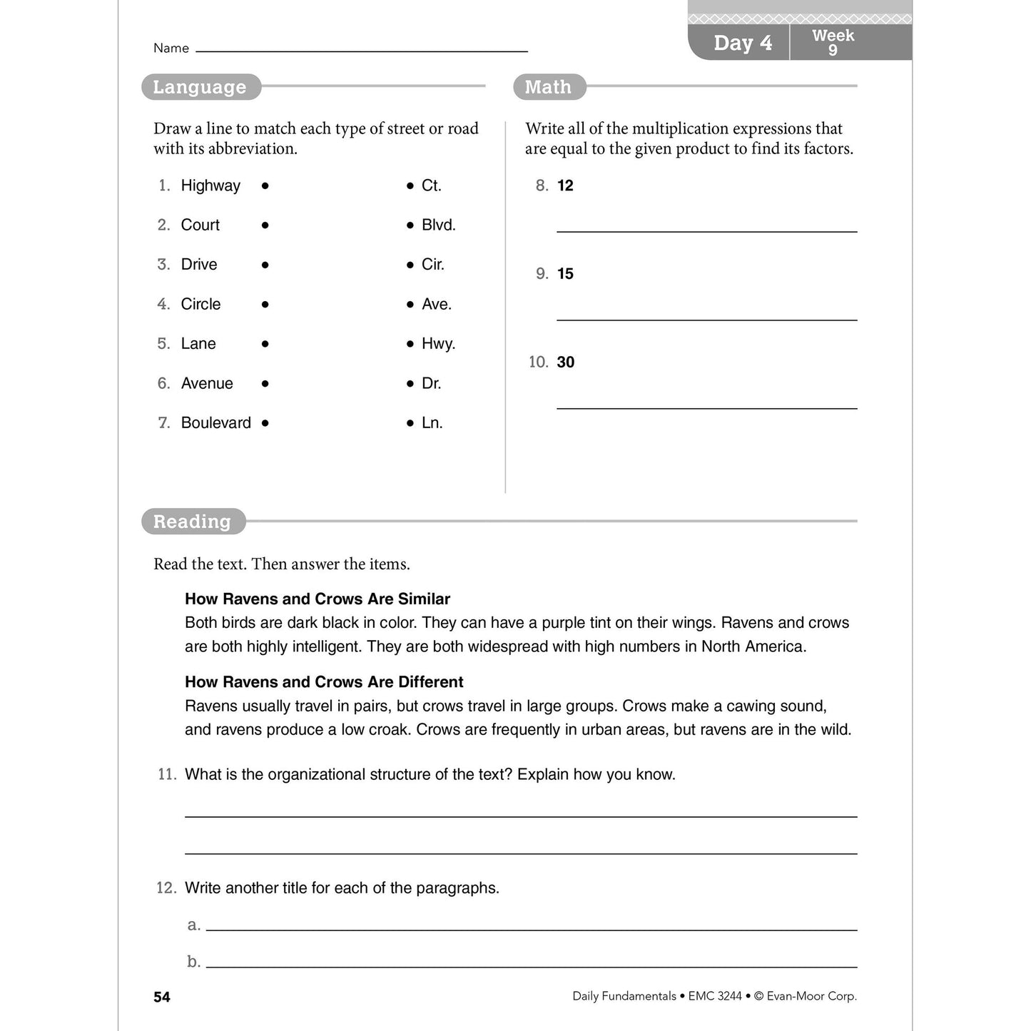 Daily Fundamentals, Grade 4