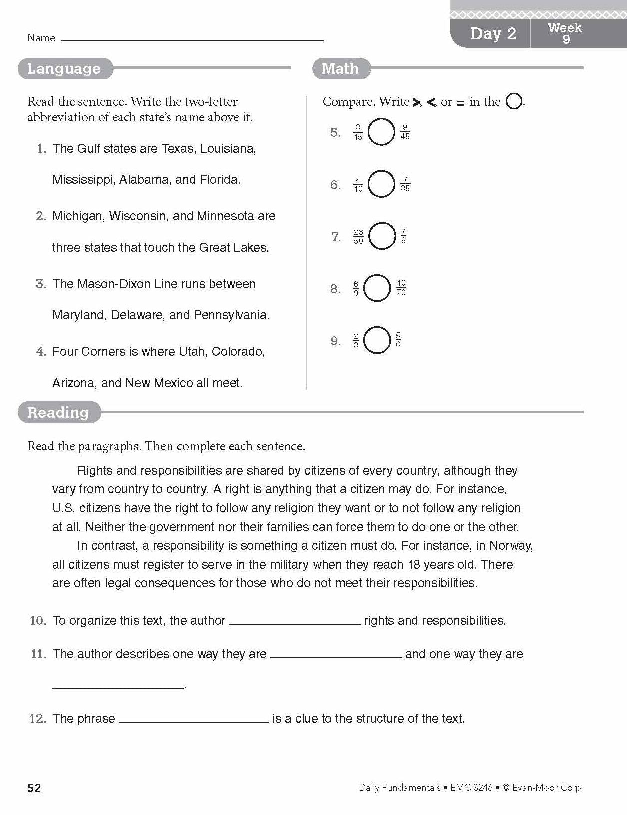 Daily Fundamentals, Grade 6