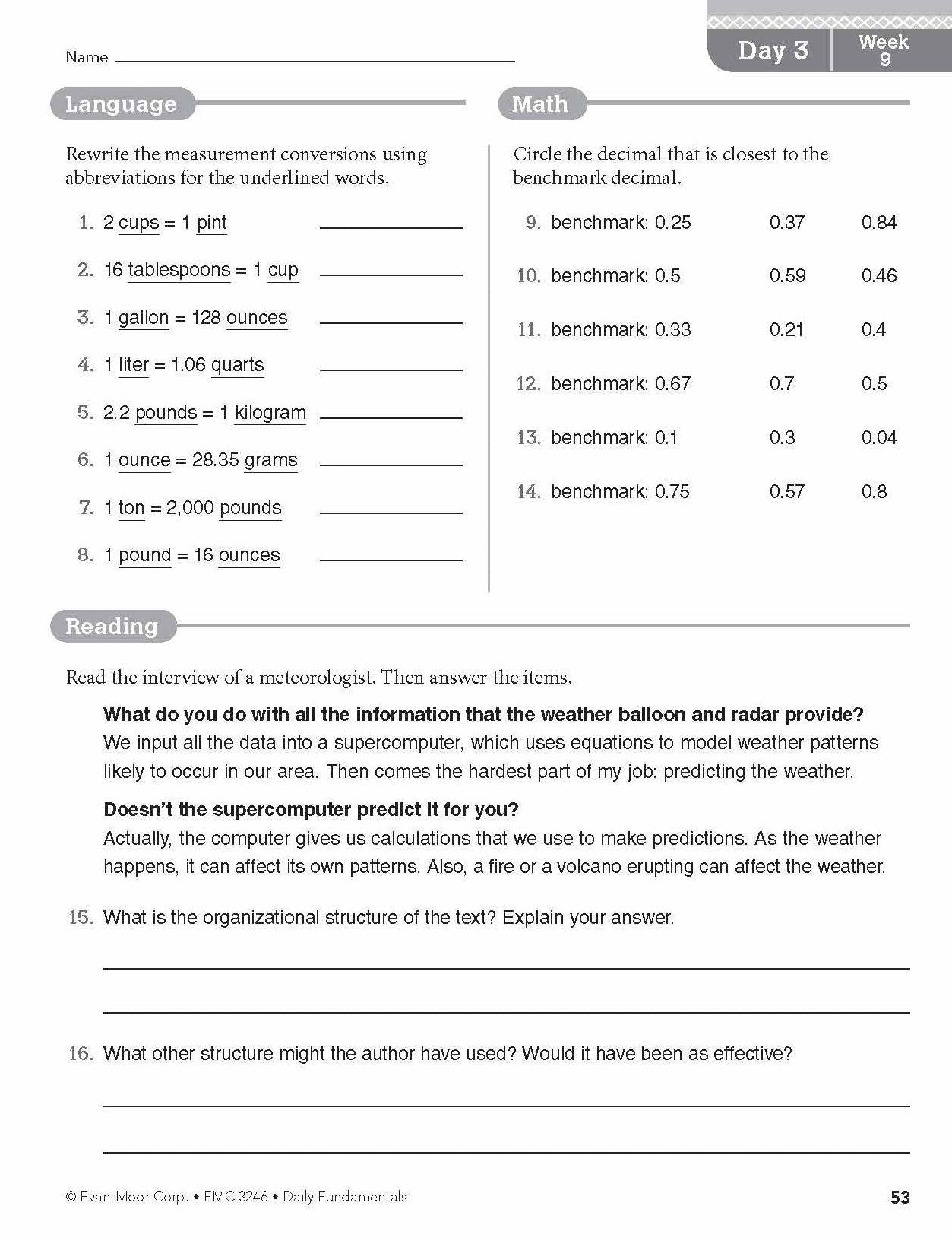 Daily Fundamentals, Grade 6