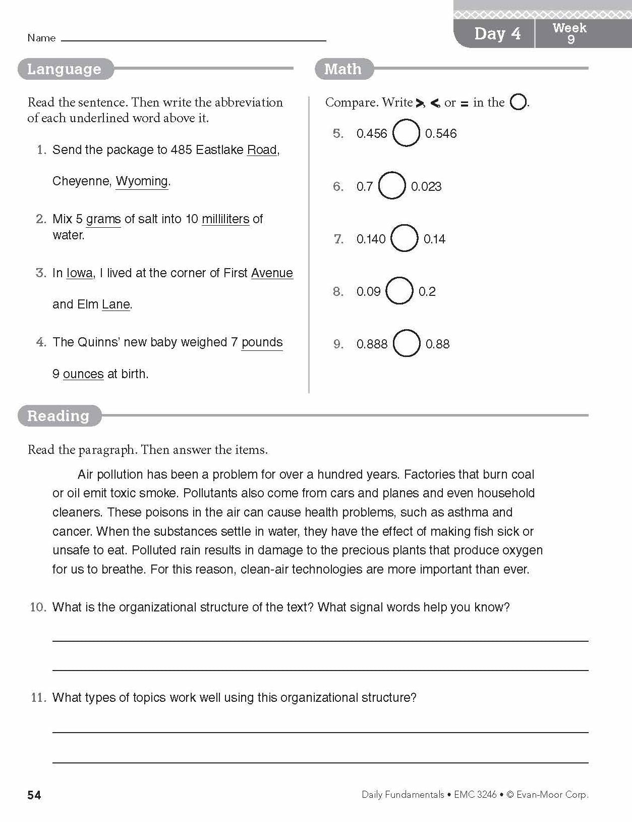 Daily Fundamentals, Grade 6