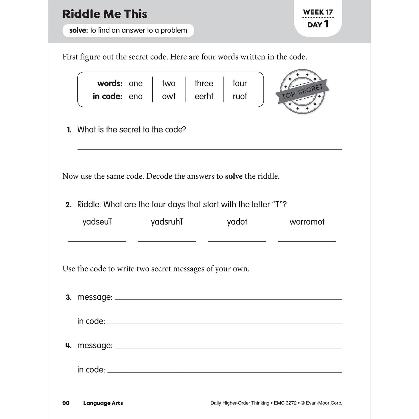 Daily Higher-Order Thinking, Grade 2 Teacher Edition