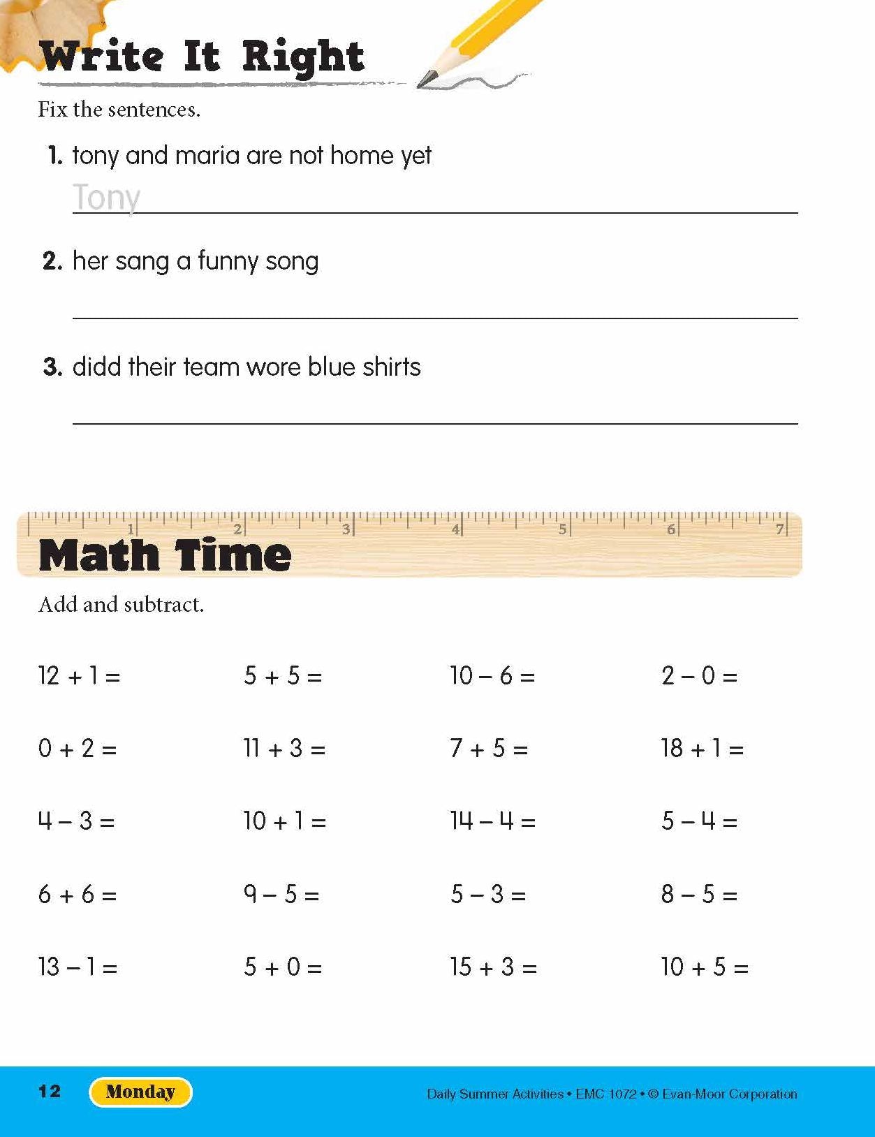 Daily Summer Activities: Moving From 1st Grade to 2nd Grade, Grades 1-2