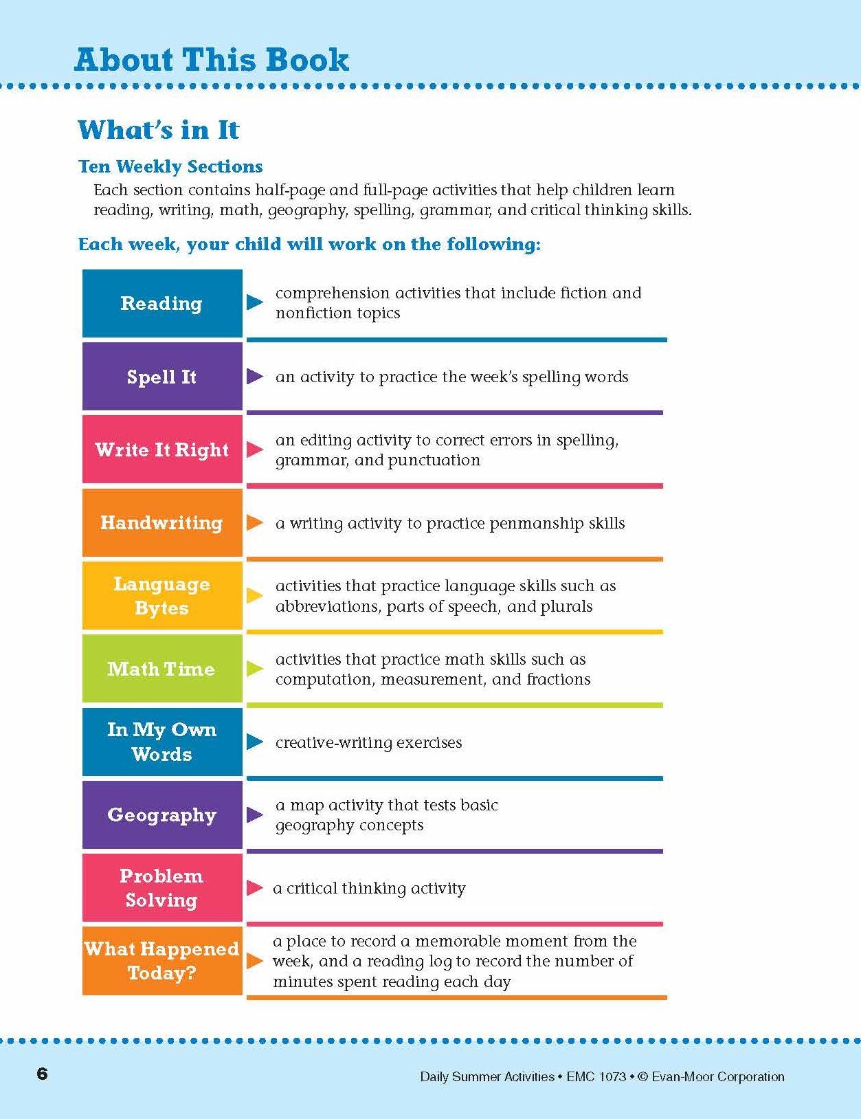 Daily Summer Activities: Moving From 2nd Grade to 3rd Grade, Grades 2-3