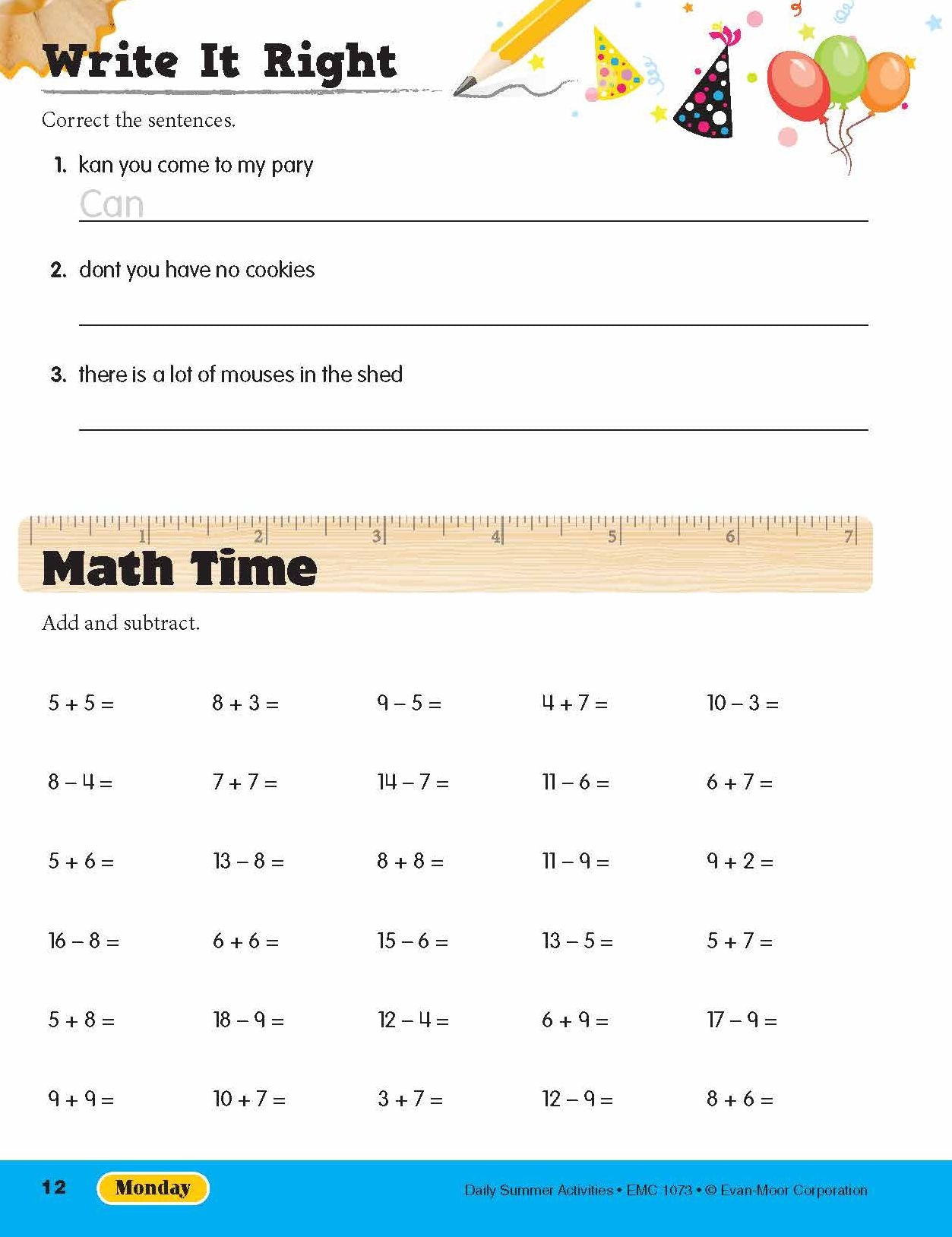Daily Summer Activities: Moving From 2nd Grade to 3rd Grade, Grades 2-3
