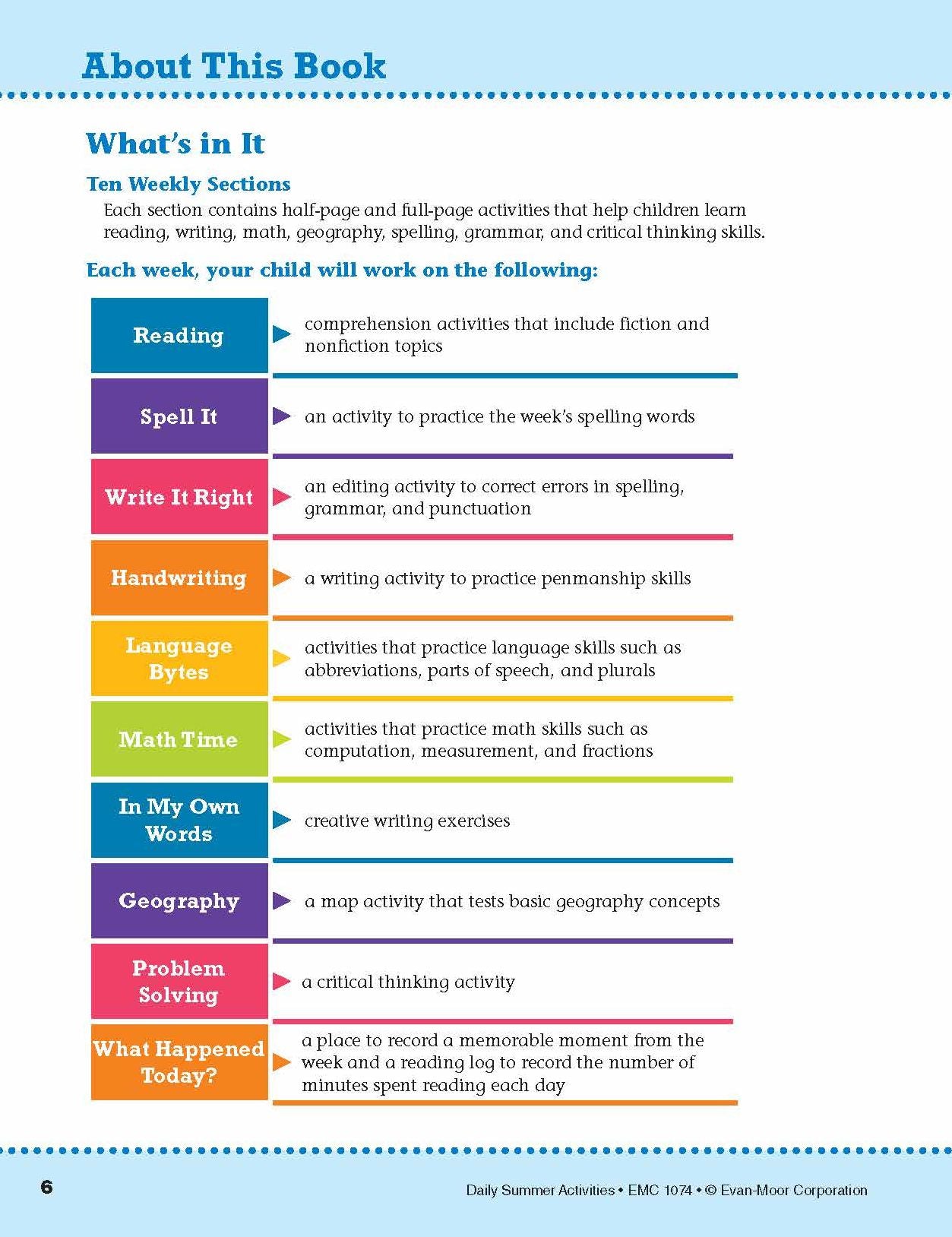 Daily Summer Activities: Moving From 3rd Grade to 4th Grade, Grades 3-4