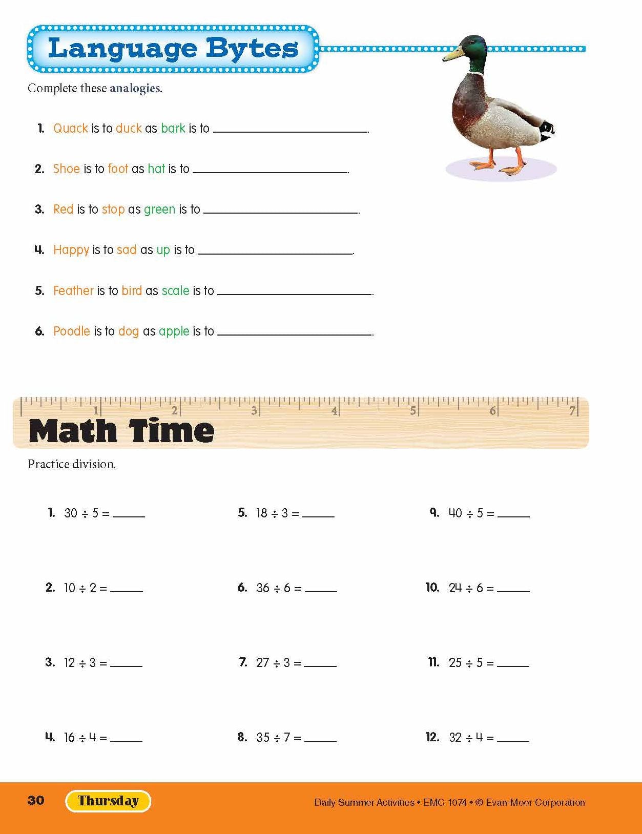 Daily Summer Activities: Moving From 3rd Grade to 4th Grade, Grades 3-4