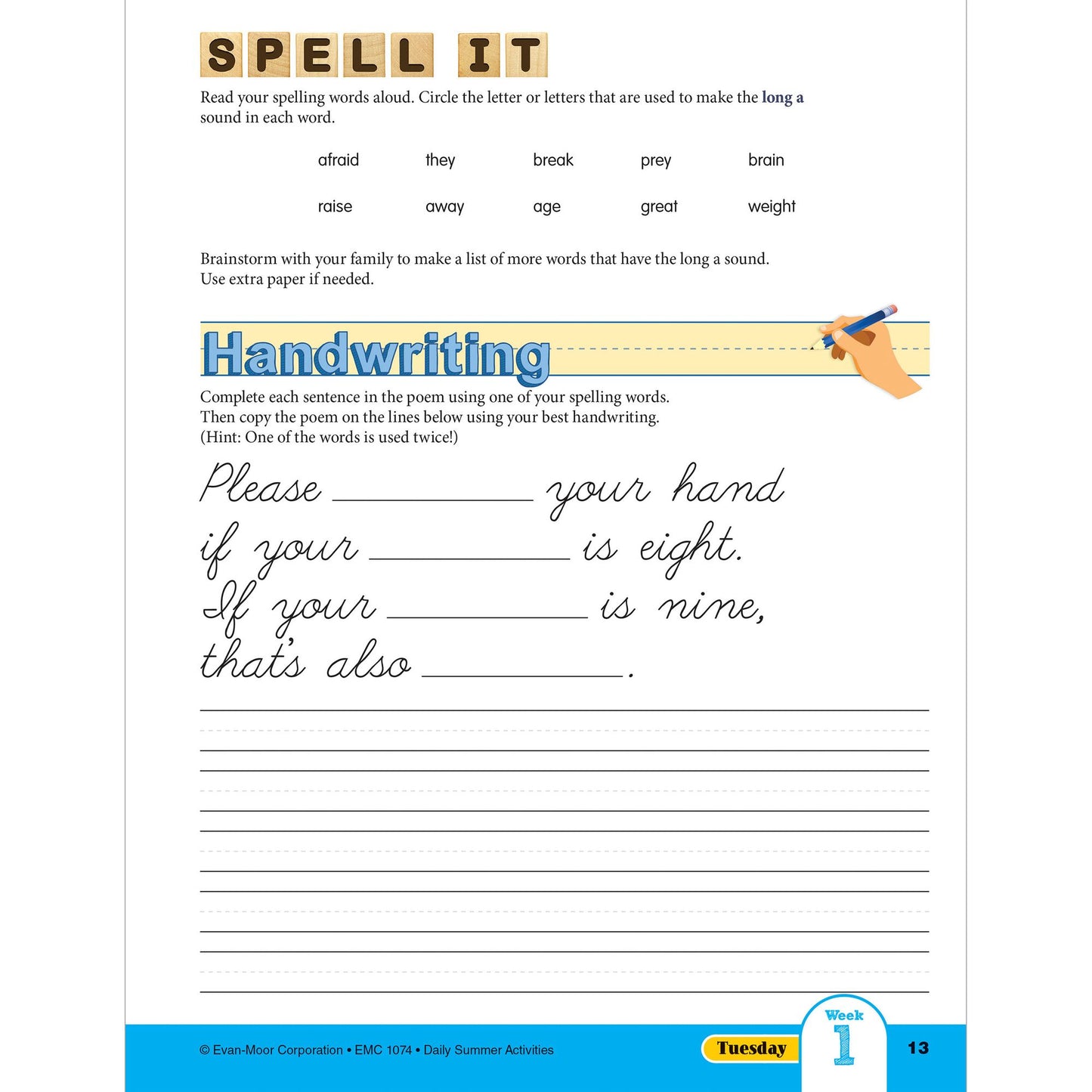 Daily Summer Activities: Moving From 3rd Grade to 4th Grade, Grades 3-4