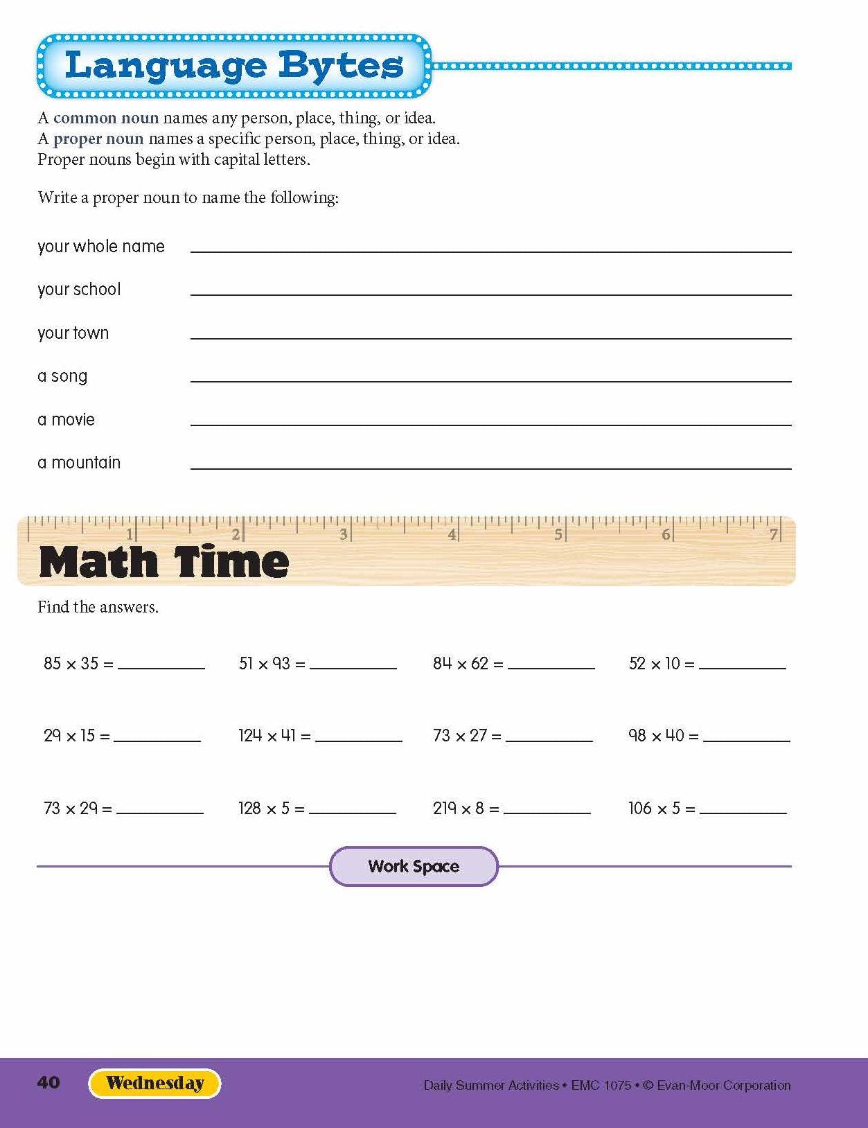Daily Summer Activities: Moving From 4th Grade to 5th Grade, Grades 4-5