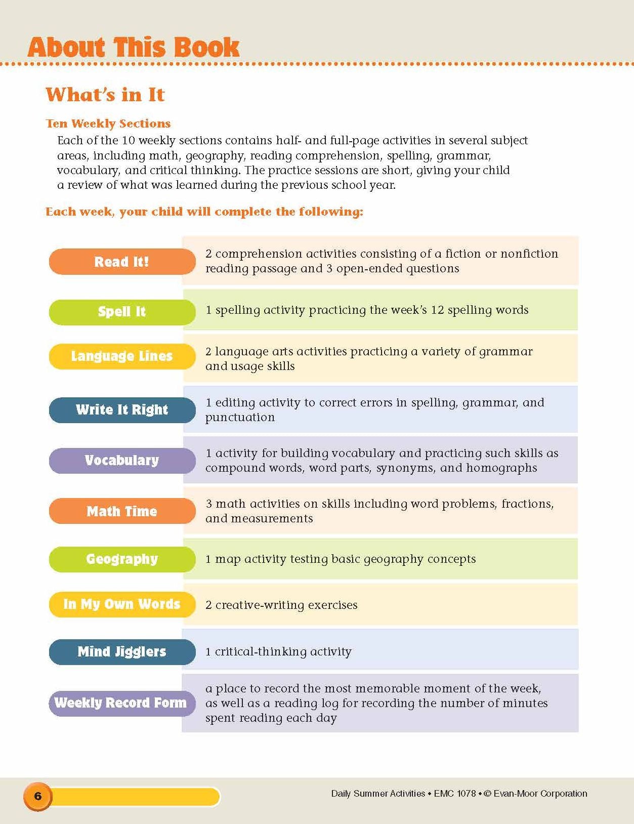 Daily Summer Activities: Moving From 7th Grade to 8th Grade, Grades 7-8