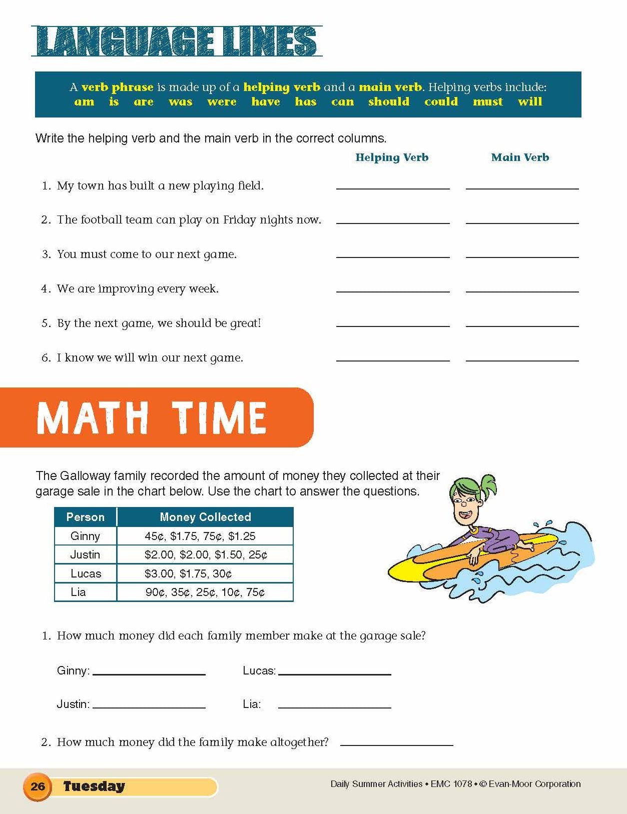 Daily Summer Activities: Moving From 7th Grade to 8th Grade, Grades 7-8