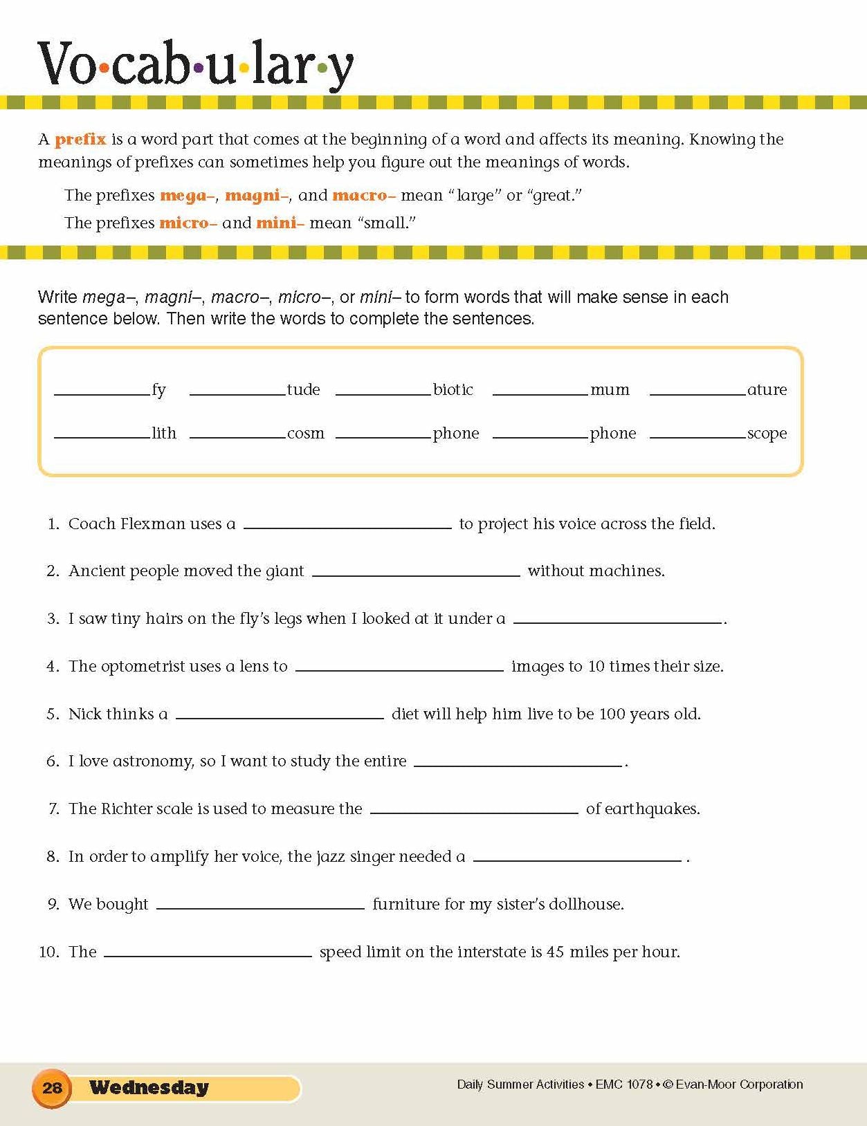 Daily Summer Activities: Moving From 7th Grade to 8th Grade, Grades 7-8