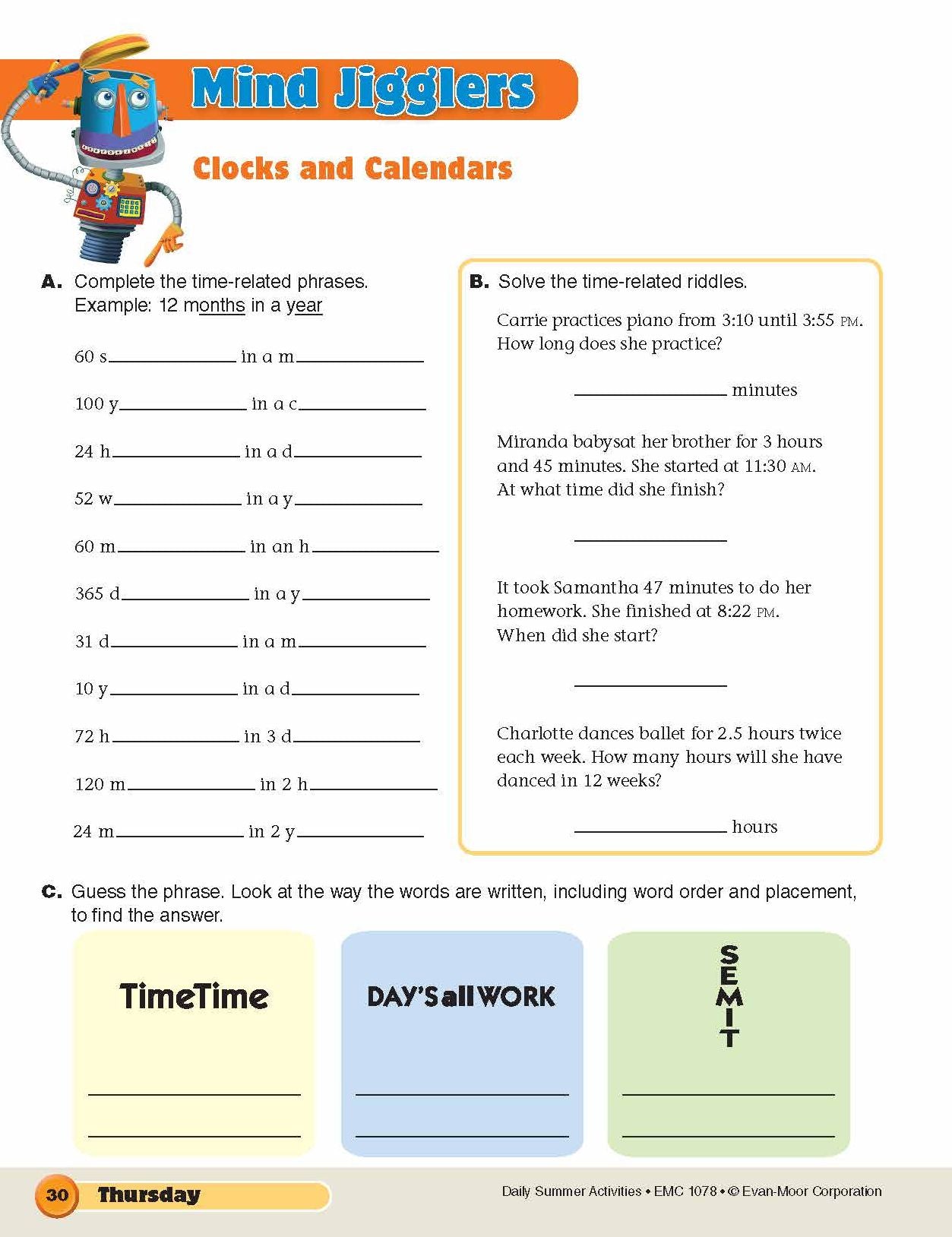 Daily Summer Activities: Moving From 7th Grade to 8th Grade, Grades 7-8
