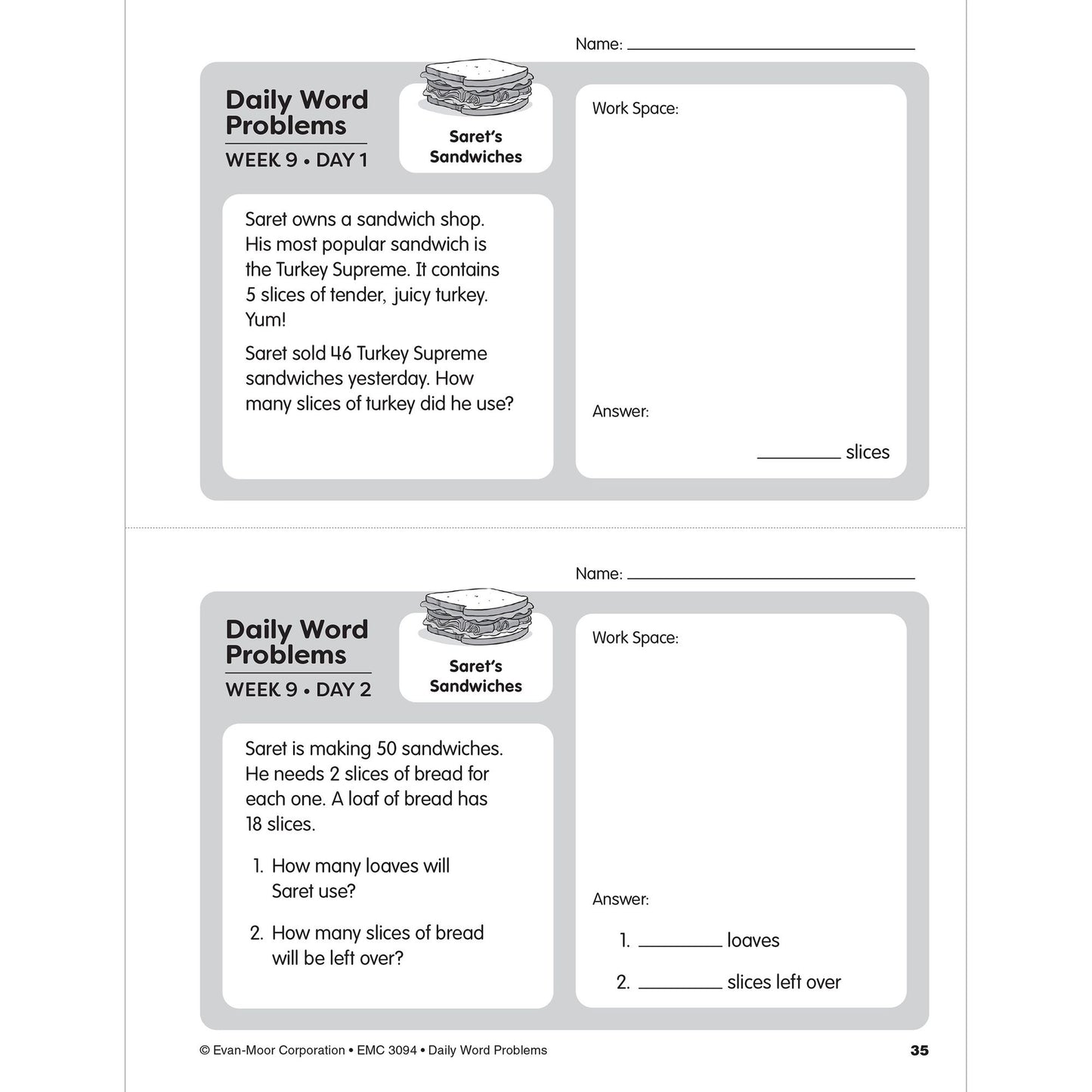 Daily Word Problems, Grade 4