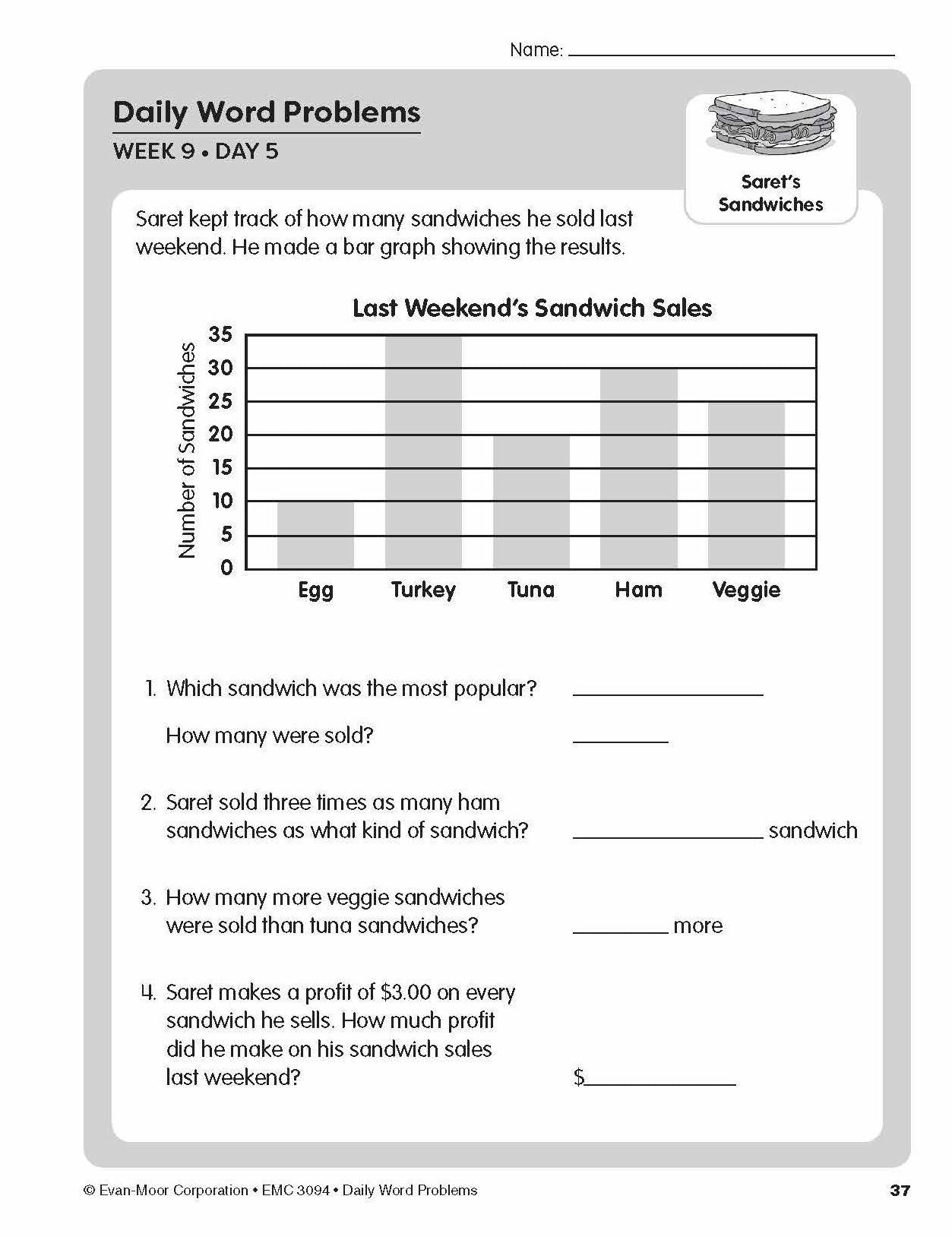 Daily Word Problems, Grade 4