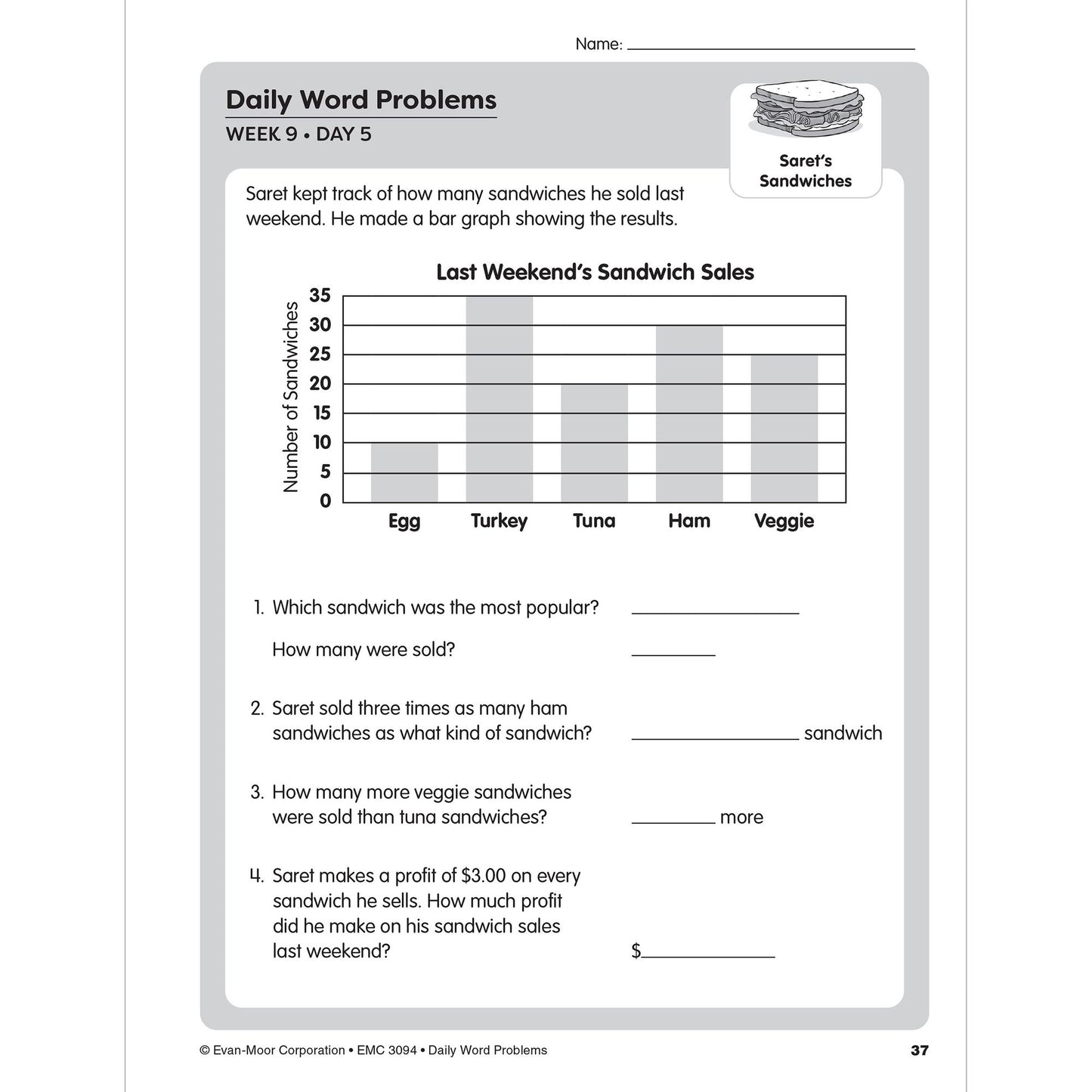 Daily Word Problems, Grade 4