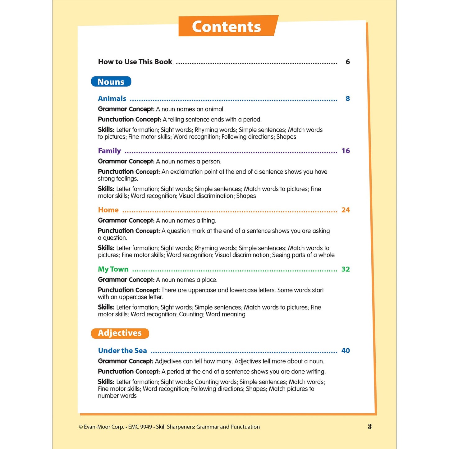 Skill Sharpeners: Grammar & Punctuation, PreK Workbook
