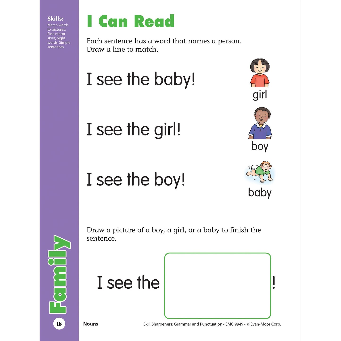 Skill Sharpeners: Grammar & Punctuation, PreK Workbook