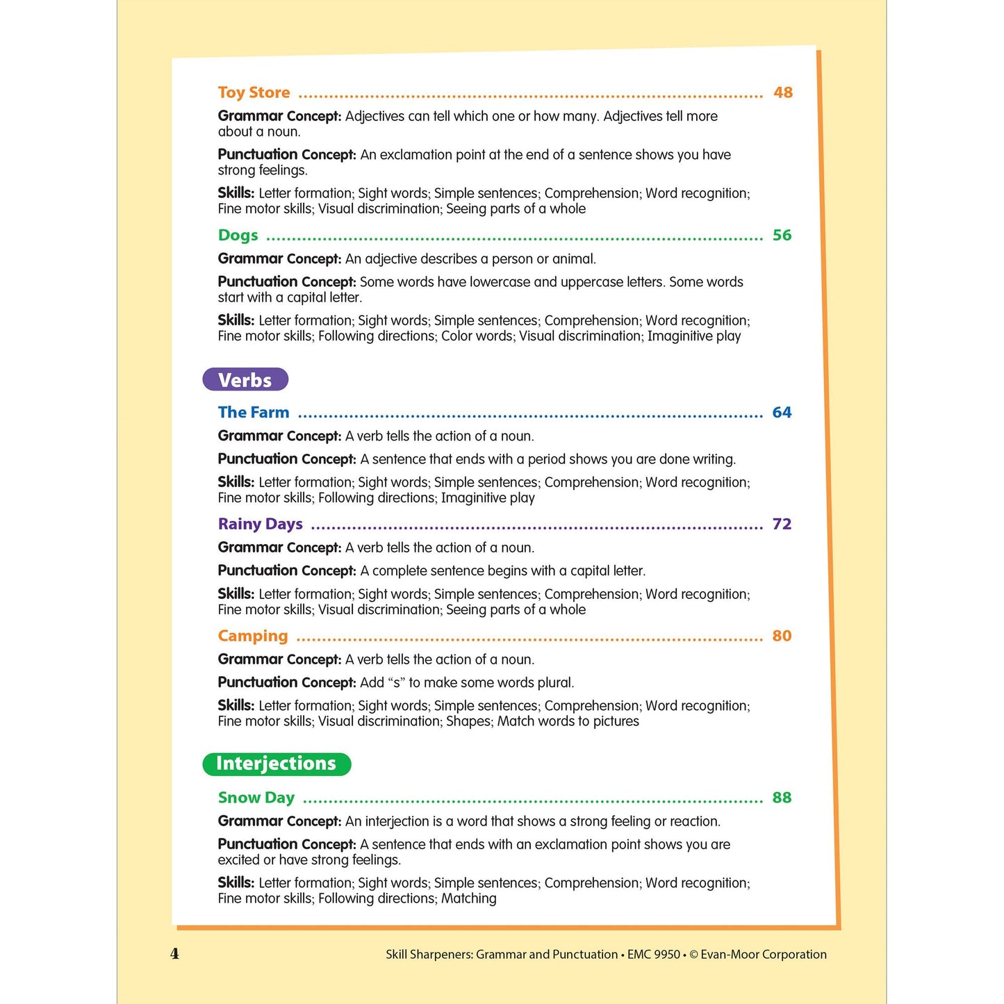 Skill Sharpeners: Grammar & Punctuation, Kindergarten Workbook