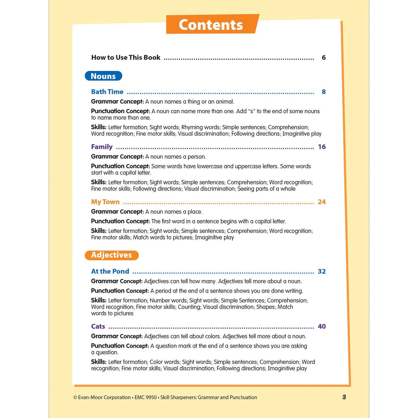 Skill Sharpeners: Grammar & Punctuation, Kindergarten Workbook