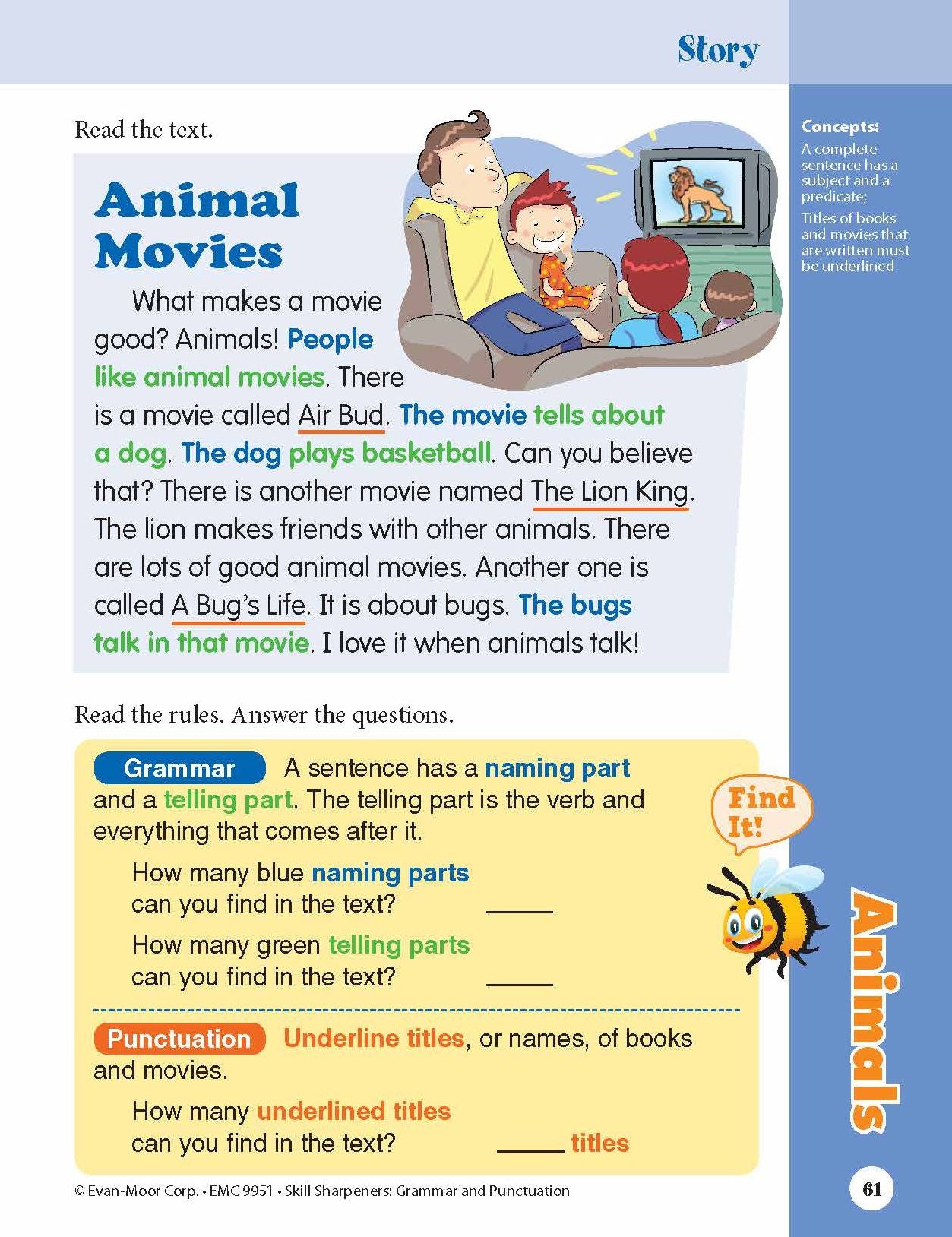 Skill Sharpeners: Grammar & Punctuation, Grade 1 Workbook