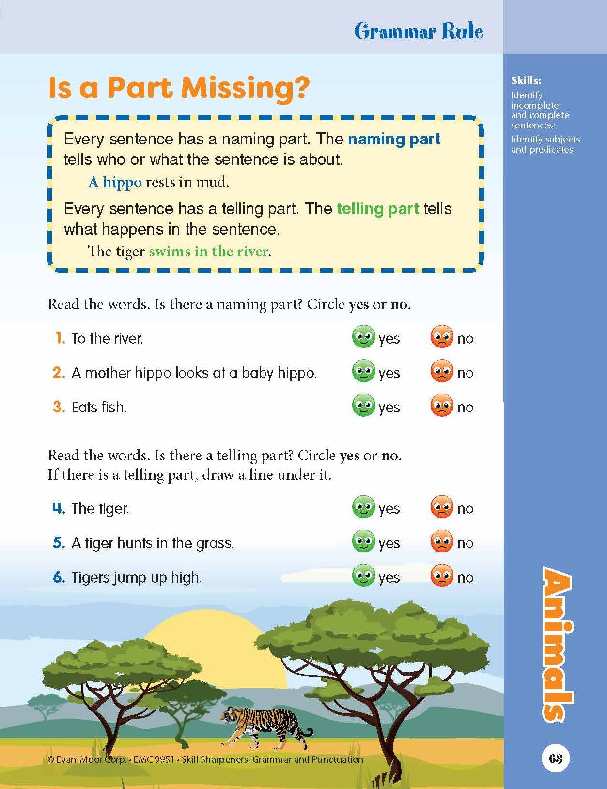 Skill Sharpeners: Grammar & Punctuation, Grade 1 Workbook