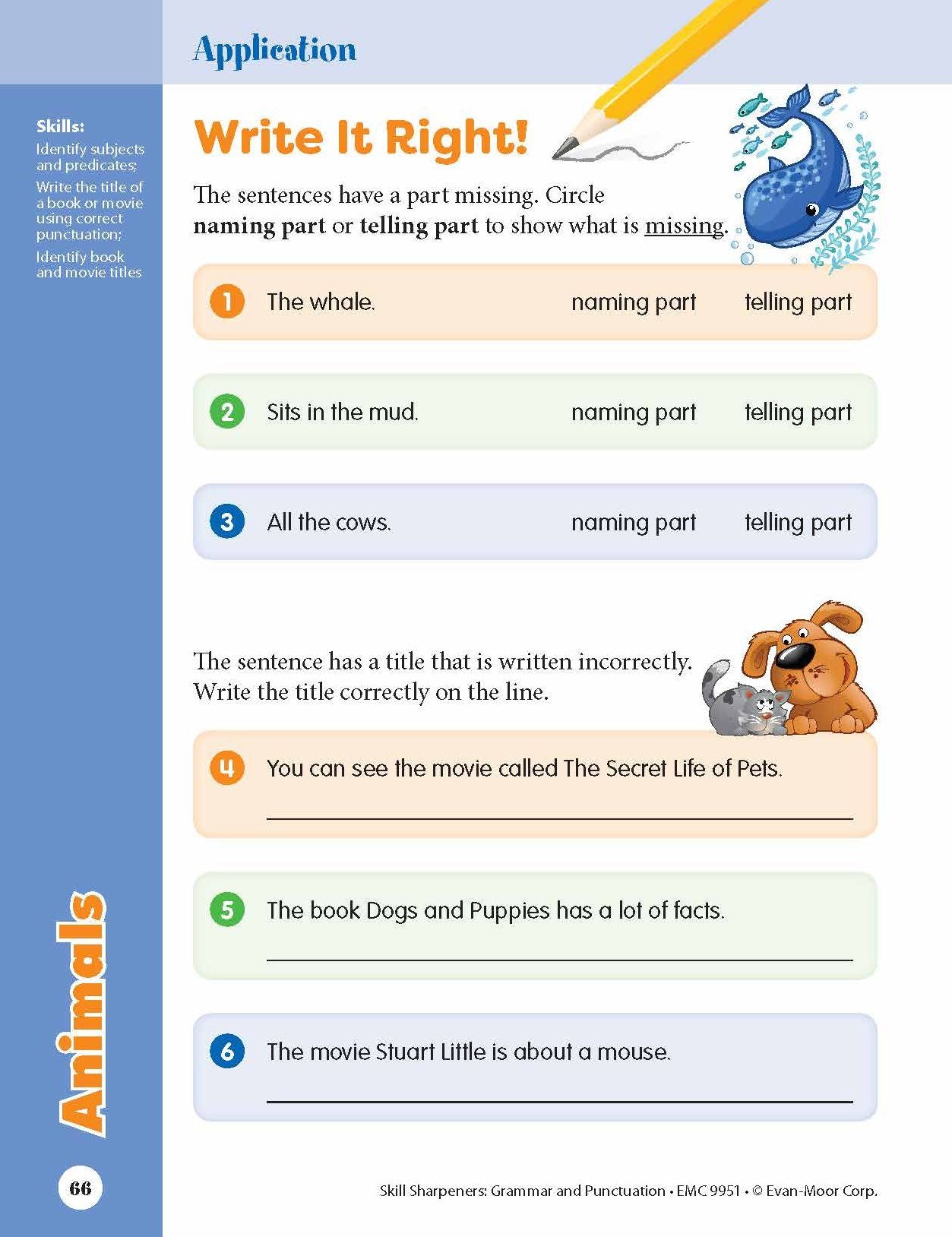 Skill Sharpeners: Grammar & Punctuation, Grade 1 Workbook