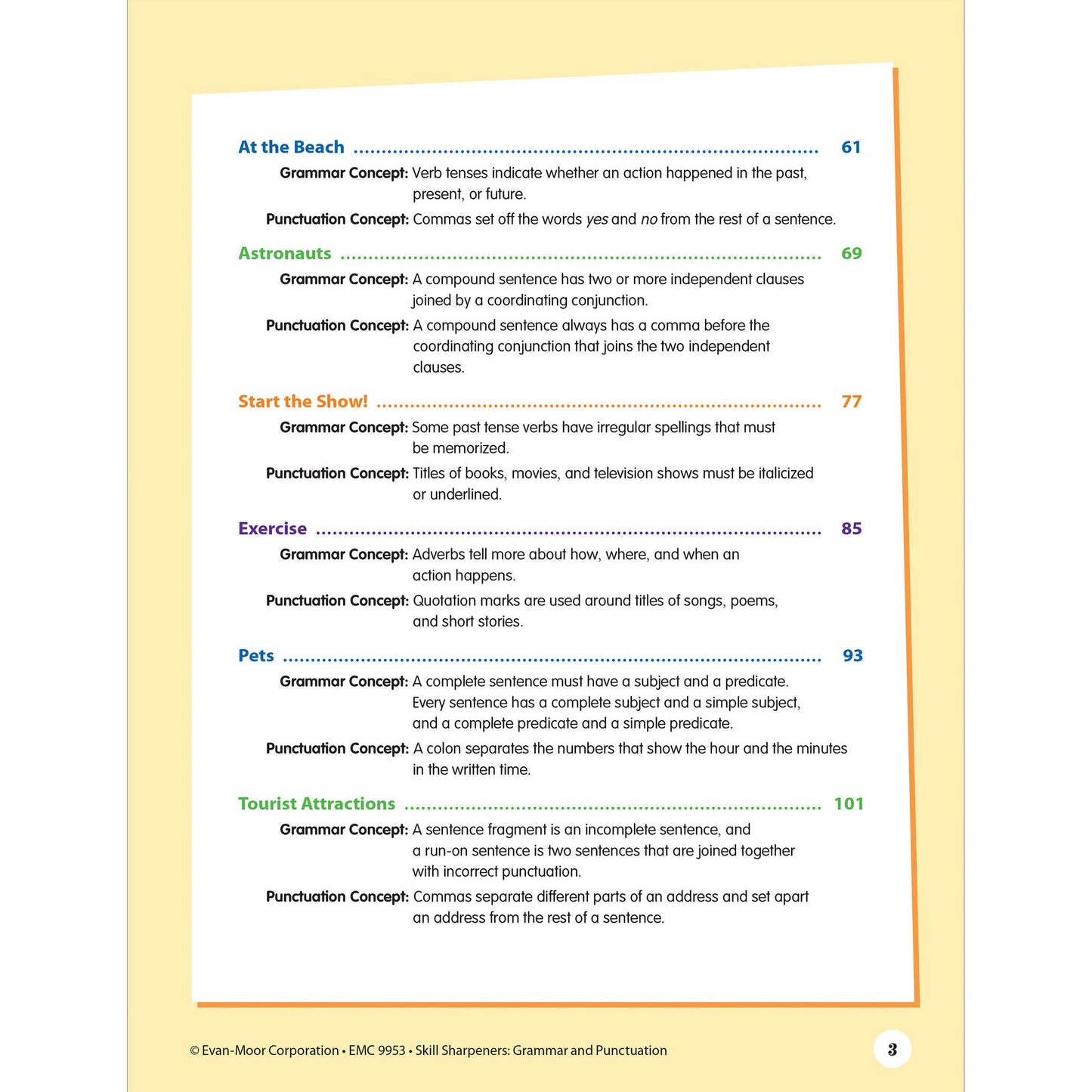 Skill Sharpeners: Grammar & Punctuation, Grade 3 Workbook