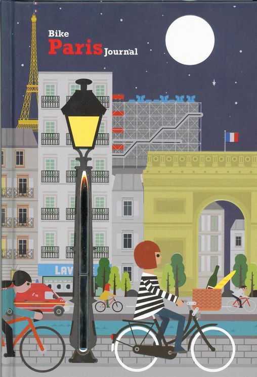 Bike Paris Journal: Lined Journal, Hardcover with Accordion Pocket, and Embedded Pen