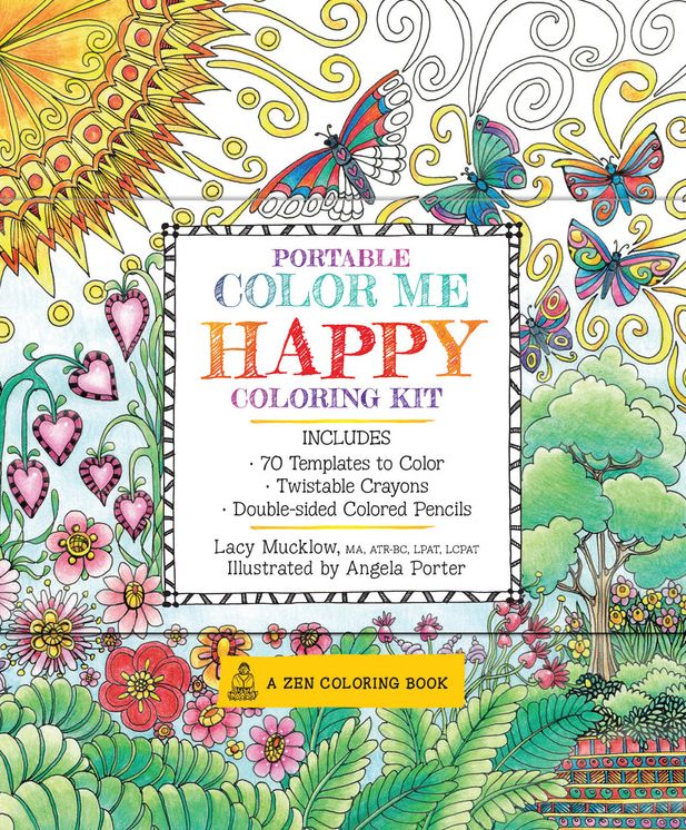 Portable Color Me Happy Coloring Kit: Includes Book, Colored Pencils and Twistable Crayons