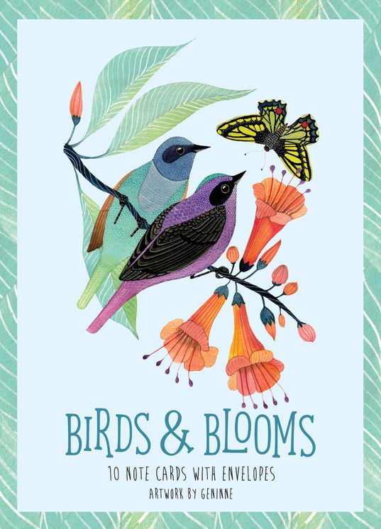 Birds & Blooms Artwork By Geninne: 10 Note Cards and Envelopes