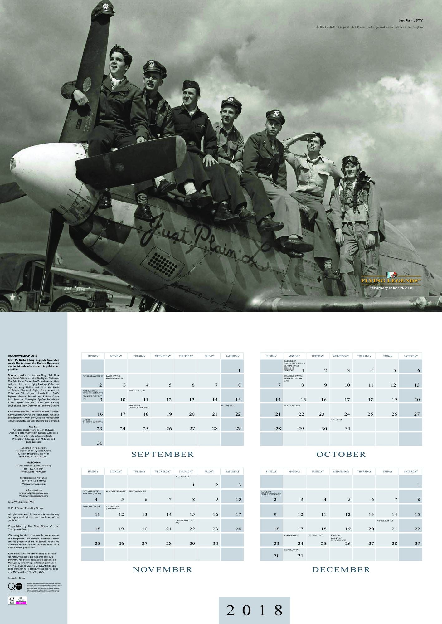 Flying Legends 2019: 16-Month Calendar - September 2018 Through December 2019